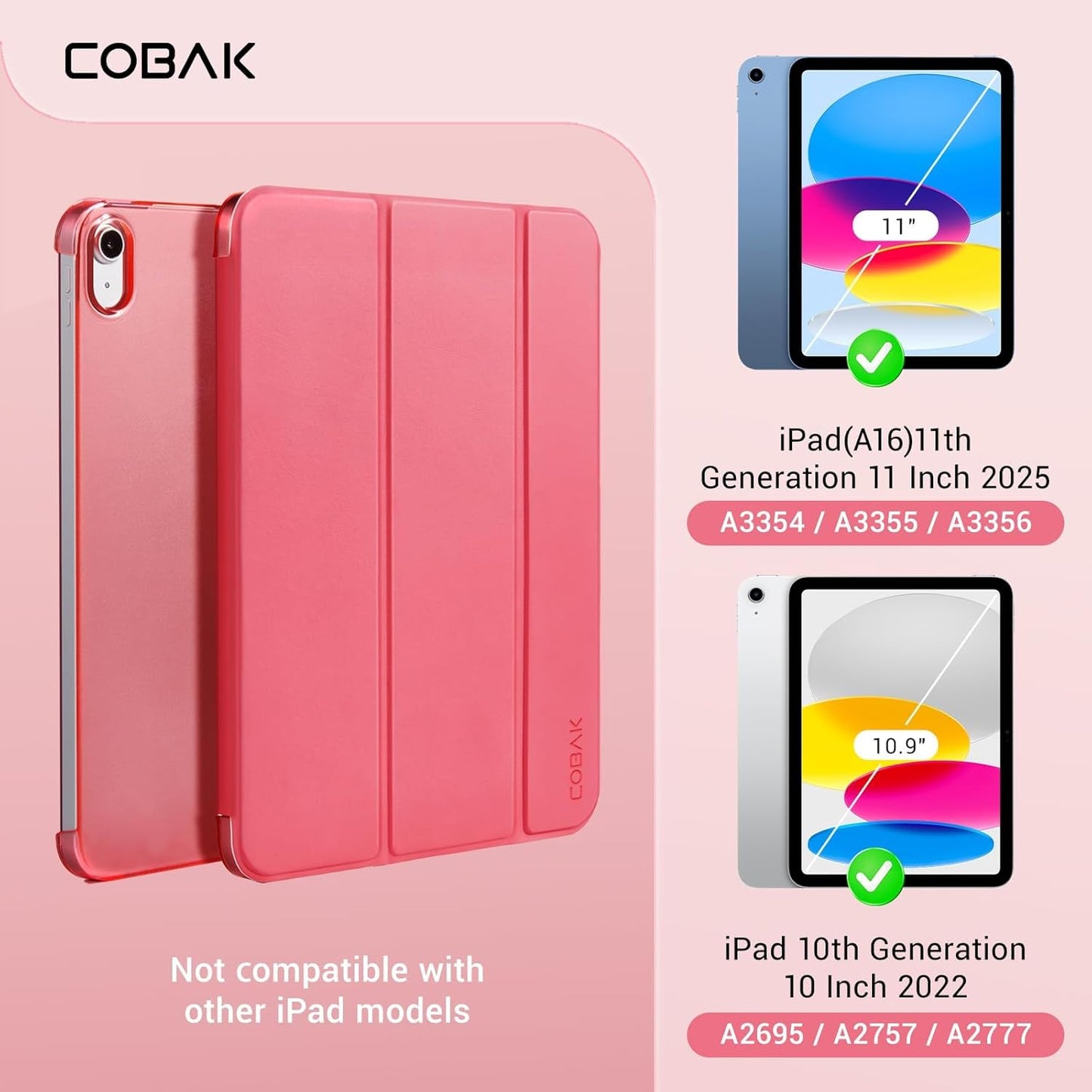 CoBak (A16) 11th 11 Inch 2025, 10th 10.9 inch 2022, Case for iPad Generation iPad Generation Slim Stand Protective