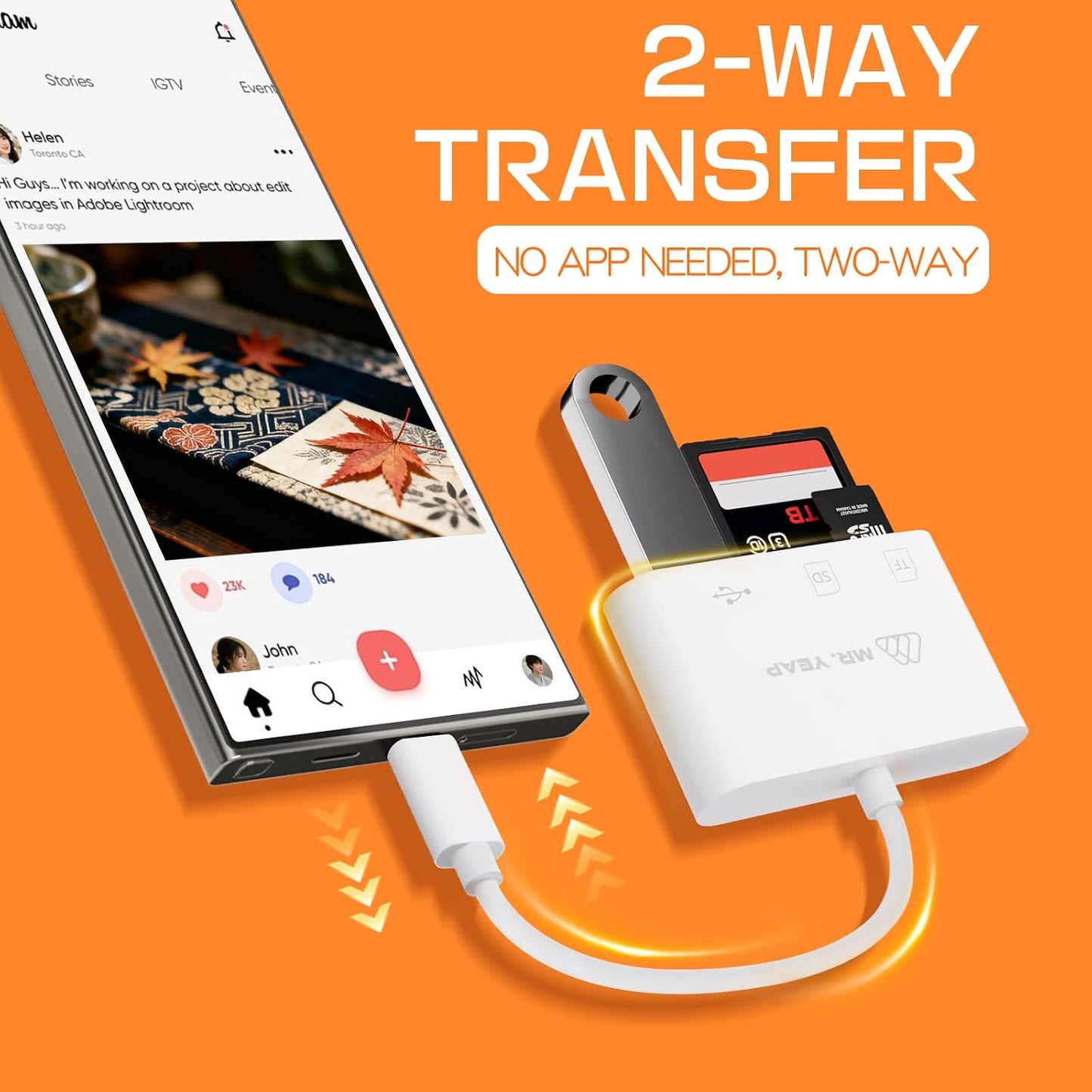 Mr.Yeap 3.0, 15/16 3 1 USB SD Card Reader USB C Card Reader for iPhone iPad MacBook Windows Android, in TF & SD Card