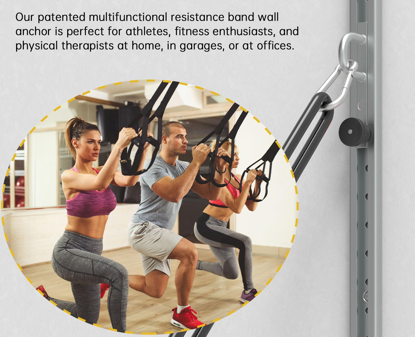 Adjustable Wall-Mounted Anchor Fitness System with Automatic Locking Function, Resistance Band Exercise Equipment for Home Gym Workout