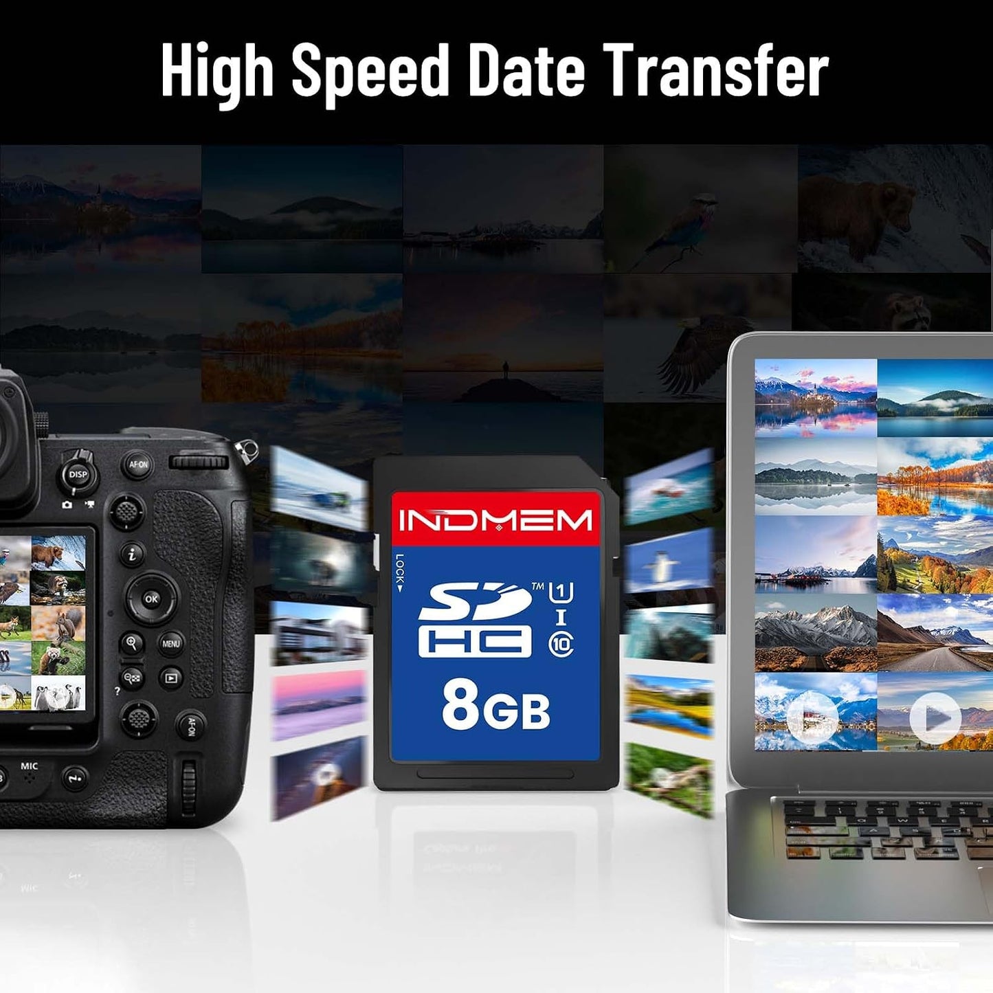 elecacc 8GB (3 Pack), C10 U1 10 4K SD Card SDHC UHS-I Memory Cards Class High-Speed Full HD Video Compatible