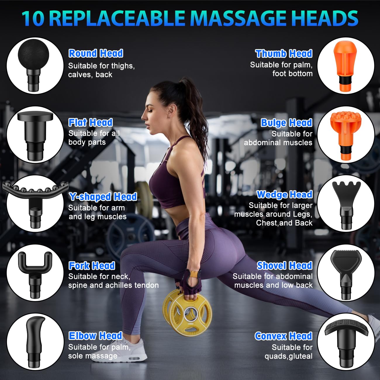 TOLOCO Massage Gun, Deep Tissue Back Massage for Athletes for Pain Relief, Percussion Massager with 10 Massages Heads & Silent Brushless Motor, Mothers Day Gifts, Grey