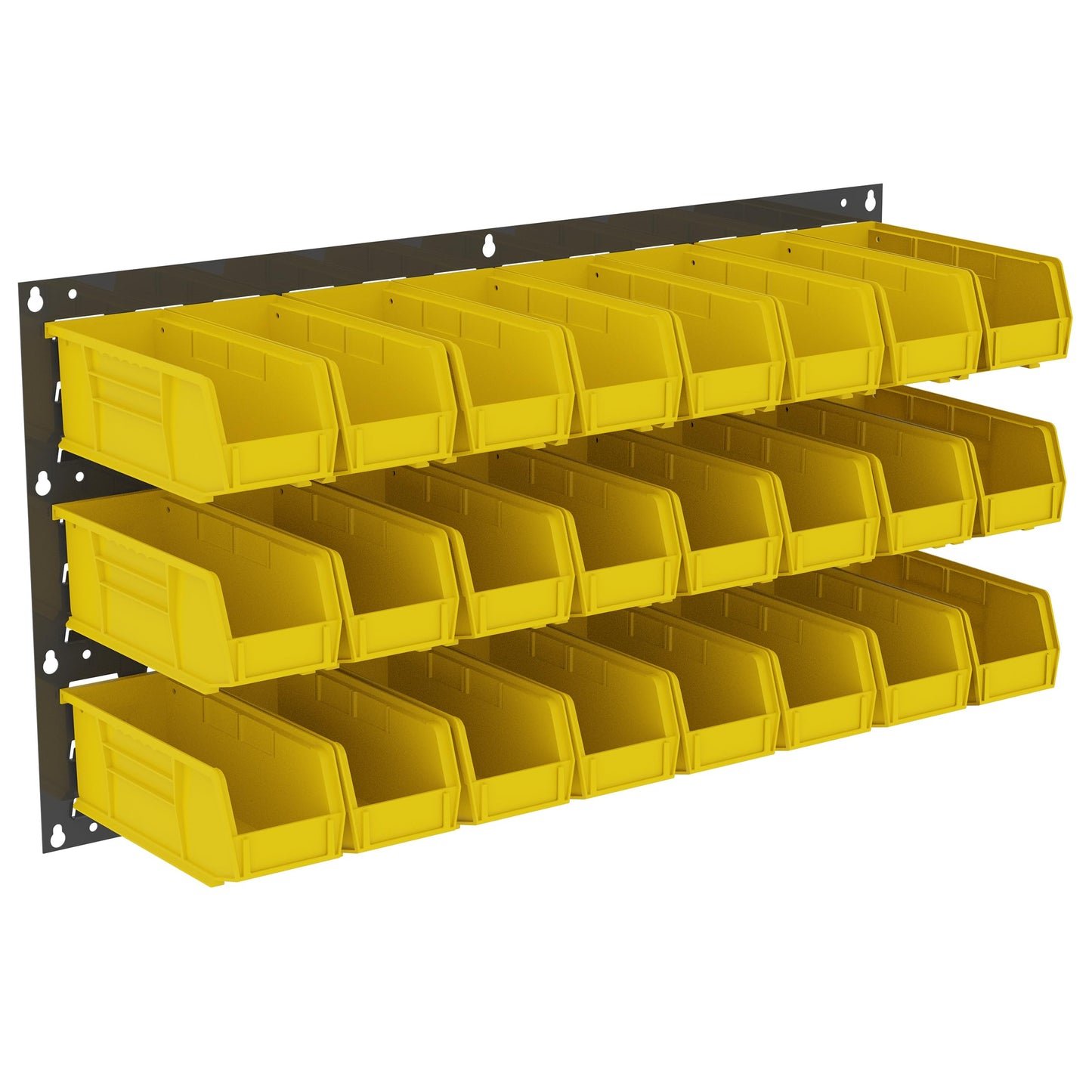 Akro-Mils 36"x19" Steel Wall Mount Louvered Panel with 12-Pack of 11"x4"x4" AkroBins Stackable Plastic Storage Bins (Yellow), Organization Bundle for Garage, Workshop, Classroom