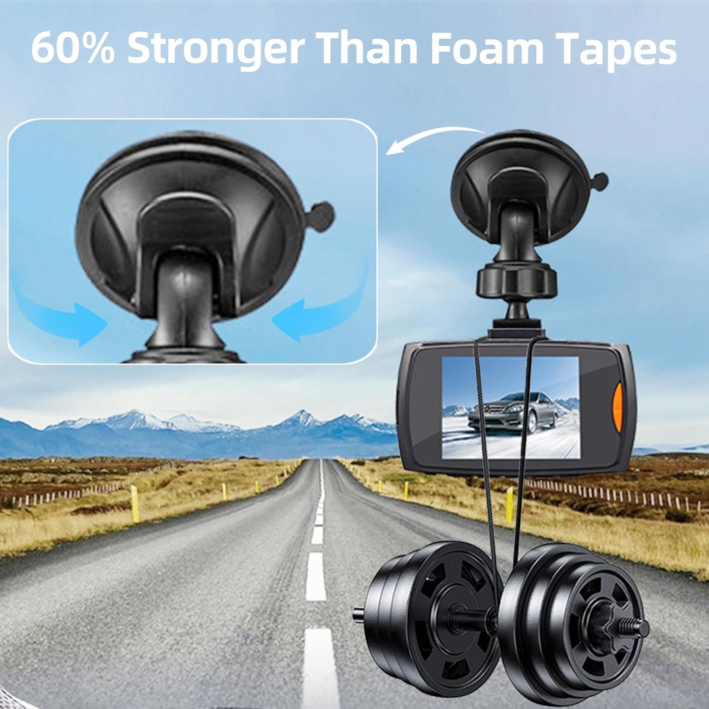Suplogico 6Pcs 60% Heavy Duty Dash Cam Mounting Tape - Ultra Heat Resistant Double-Sided Adhesive Pads for Windshield