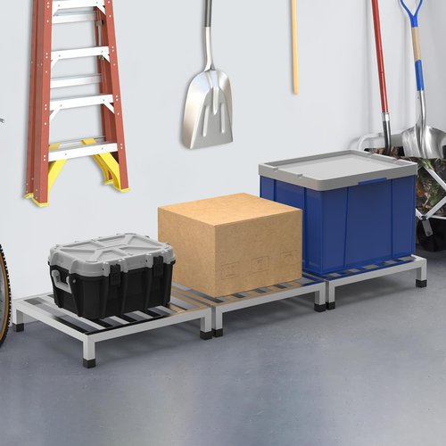 lehorra Dunnage Rack 17.7" L x17.7 W x4.09 H,3 Pack Stainless Steel Dunnage Rack 1000+ Pound Capacity,Assembly-Free Commercial Food Floor Stand for Storage in Restaurants Kitchens Shop Garages