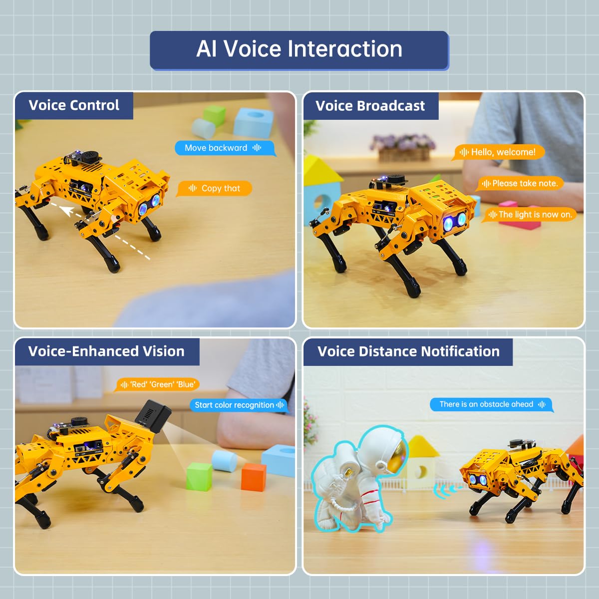 HIWONDER MechDog Robot Dog for Arduino/Scratch/Python Programming with AI Vision Voice Control Ultrasonic Sensor IMU Self-Balancing Open Source Smart AI Robot Kit for Students & Adults(Ultimate Kit)