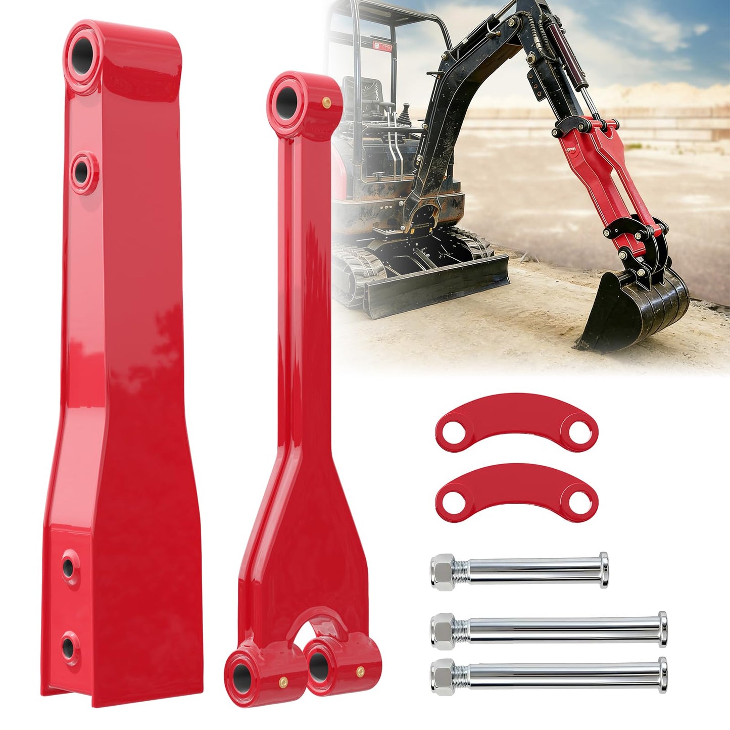 26" Mini Excavator Arm Extension - Heavy-Duty Steel Quick Attach Boom, Fits 1-6 Ton Machines, Extended Reach for Ditch Digging & Trenching, Mini Excavator Accessories