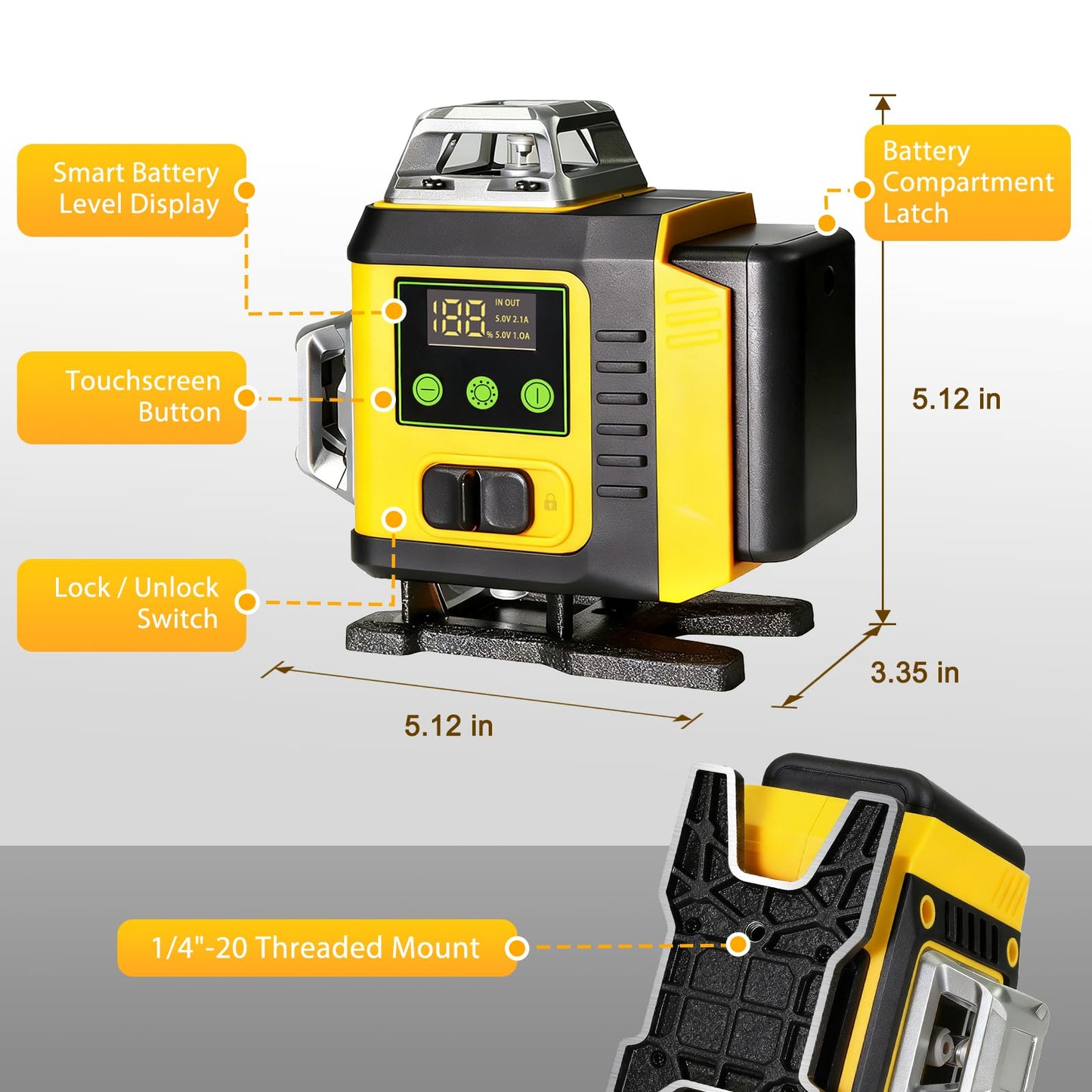 Laser Level - Laser Level 360 Self Leveling with Tripod, 4 x 360 Lazer Leveler Tool Green Line Laser for Ground Leveling, 16 Line Laser Level for Picture Hanging, Measuring, Construction