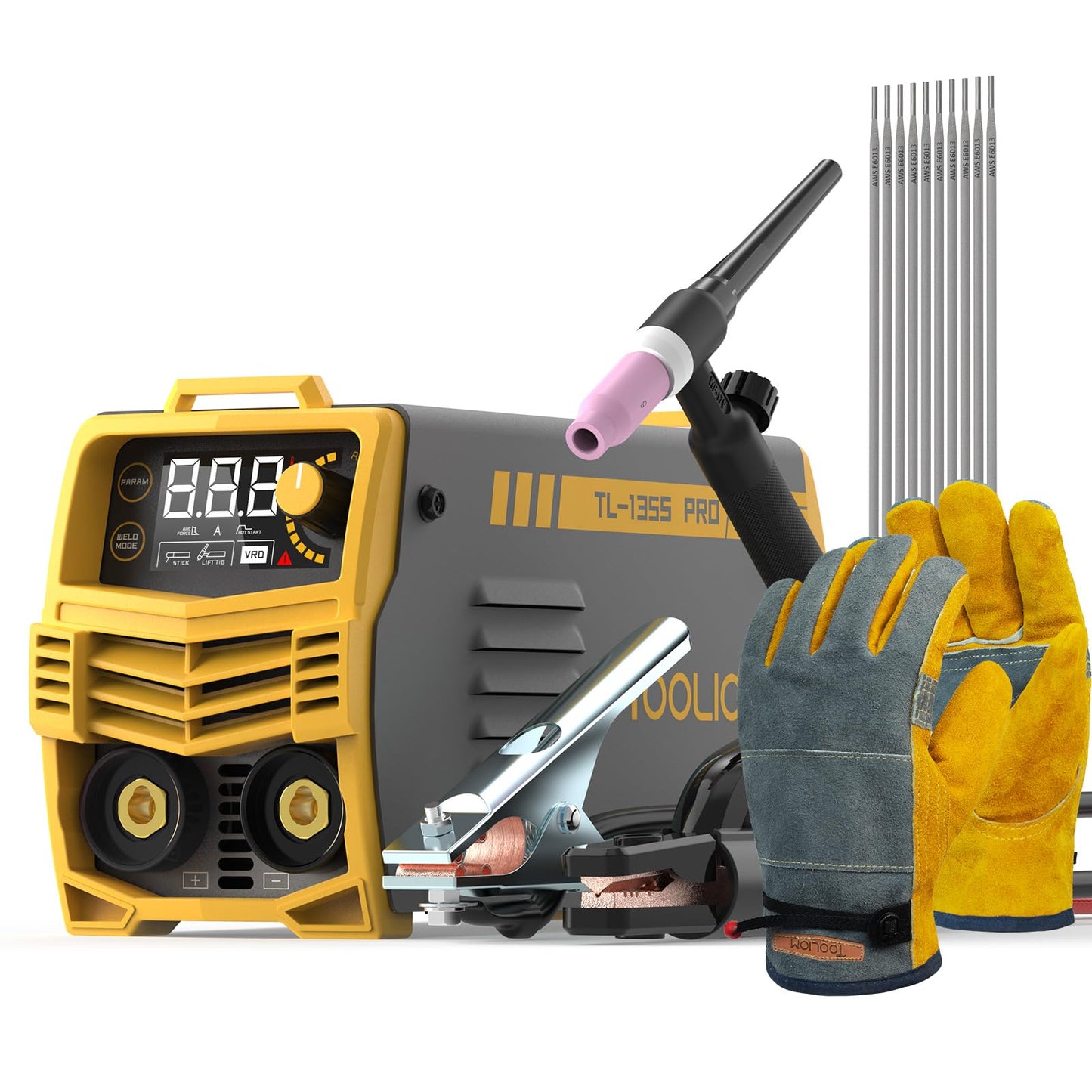 TOOLIOM 135A Stick/Lift TIG Welder 110V MMA ARC Welder Machine with Lift TIG Torch with LCD Display Portable Welding Machine