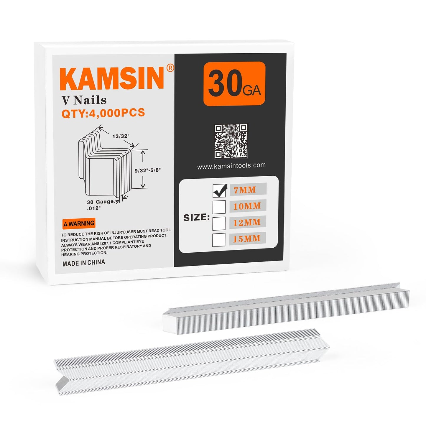 KAMSIN V1015 30 Gauge Pneumatic Picture Frame Nailer with 4,000 PCS 9/32"(7mm) Leg Length Usually used in picture frames, frame joining,wood corner joining, etc