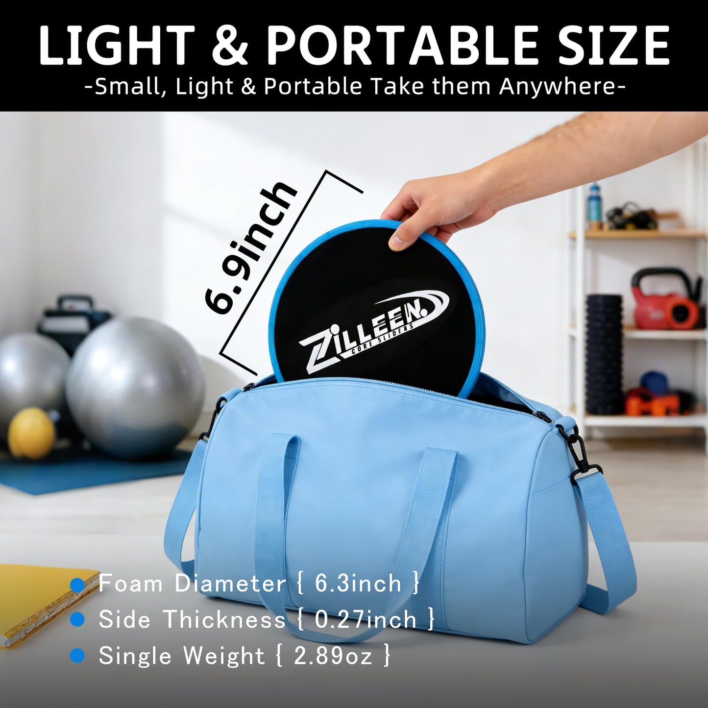 ZILLEEN Exercise Sliders for Working Out Blue Fitness Discs for Pilates Women Men, 2 Pack