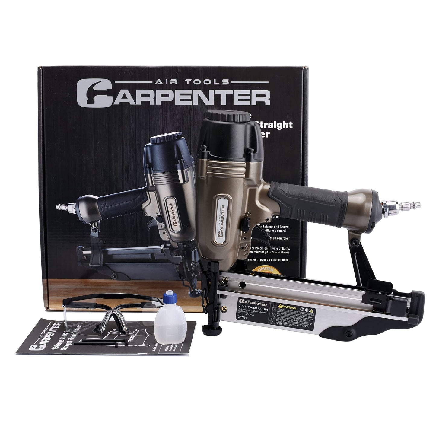 Carpenter Tools CFL5016 3-in-1 Flooring Stapler and CFN64 16 Gauge Straight Finish Nailer