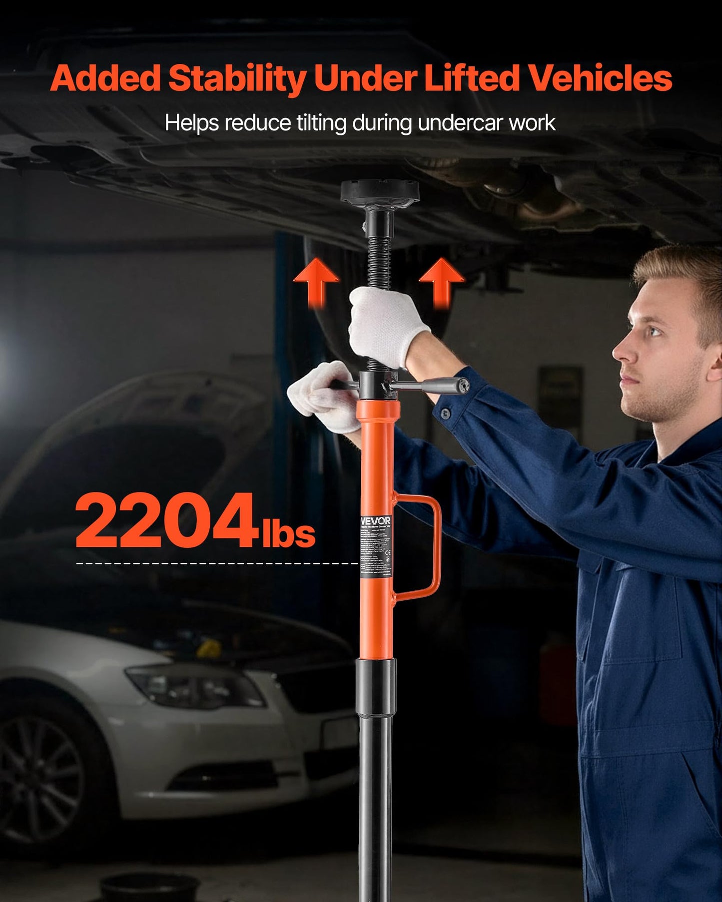 VEVOR Underhoist Support Stand, 1 Ton (2204 lbs) Capacity Under Hoist Jack Stand with Handle, Adjustable Height, Bearing Mounted Spin Handle, Self-Locking Threaded Screw, Support Vehicle Components