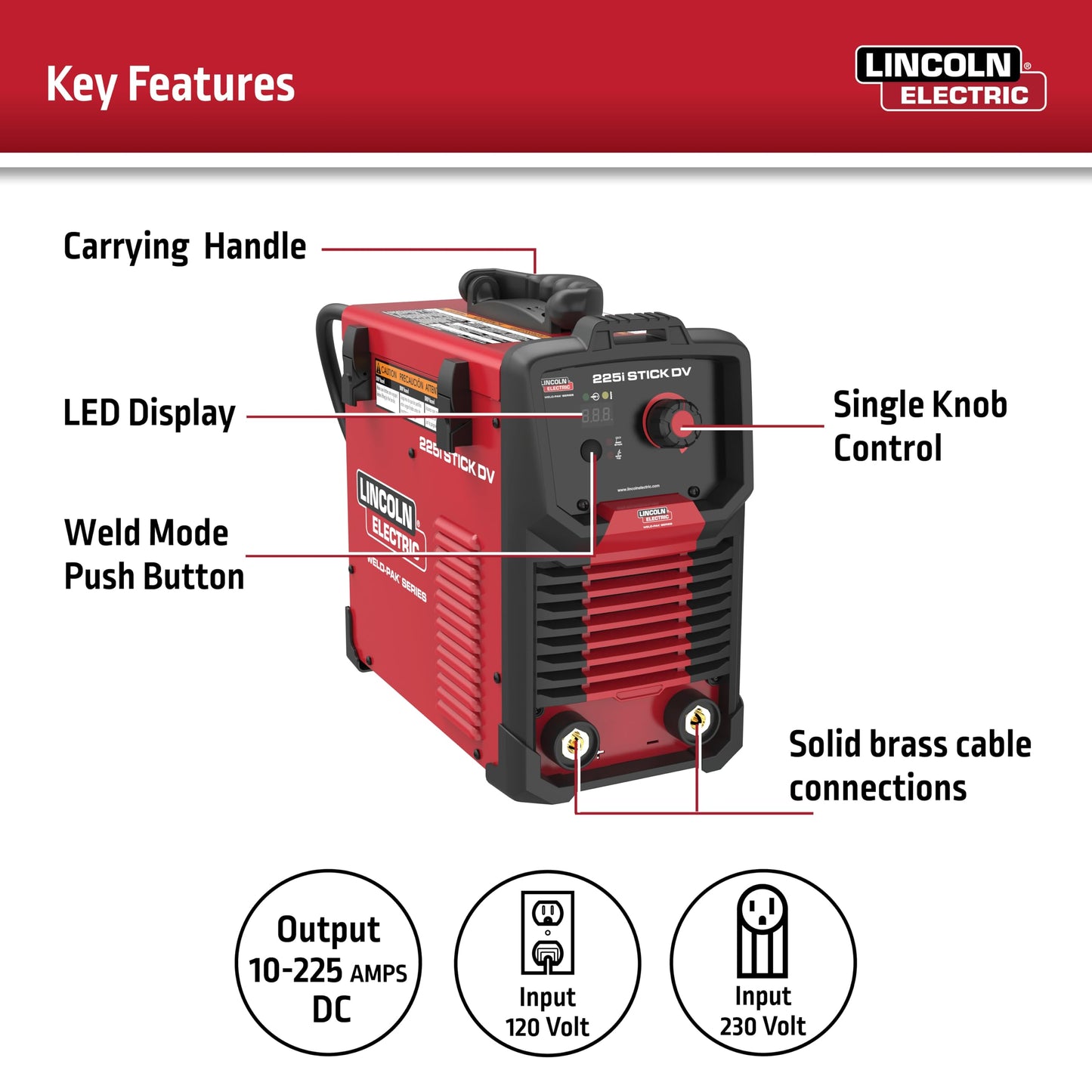 Lincoln Electric Weld-Pak 225i Stick Welder, Dual Voltage