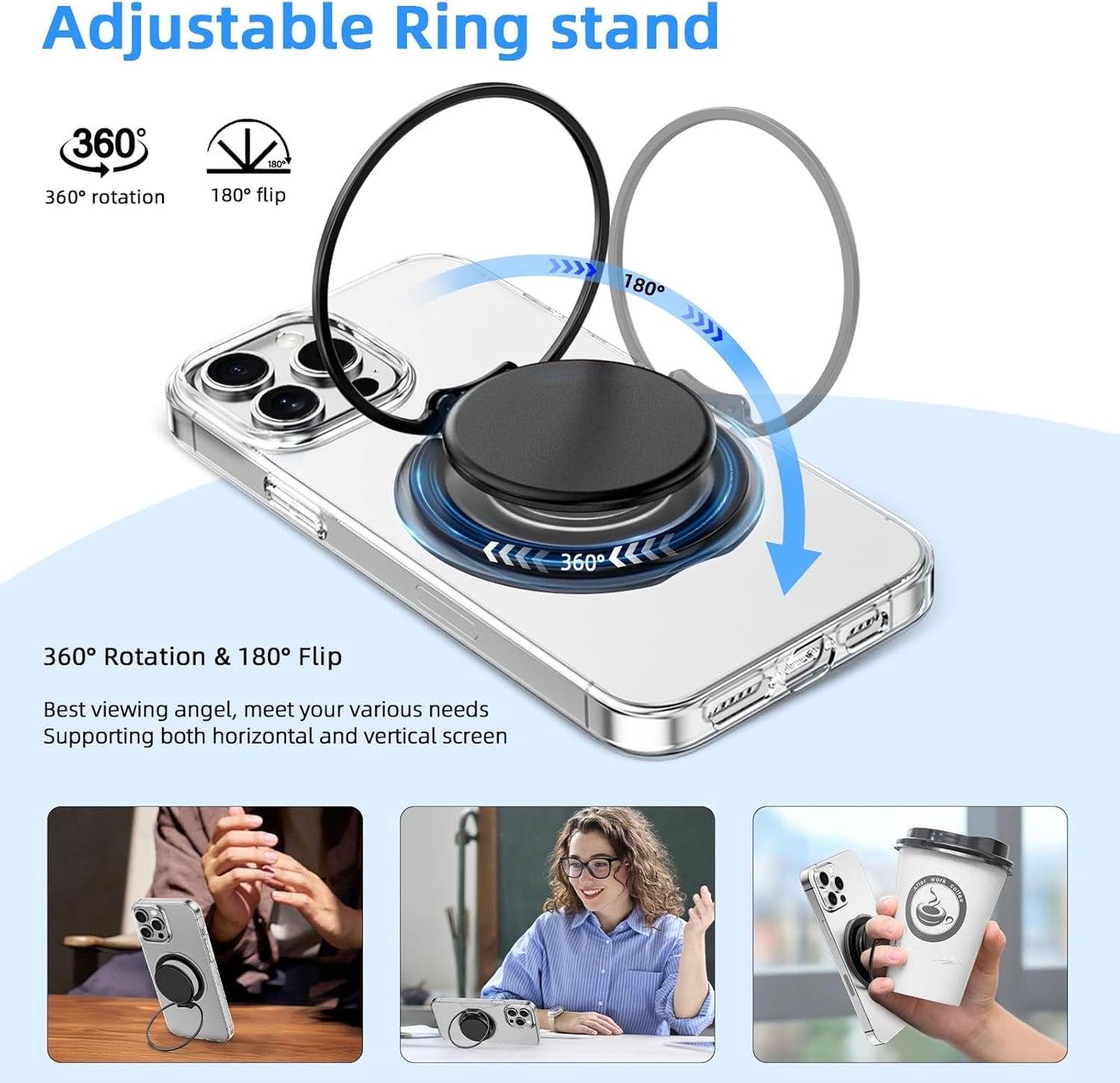 AUROX 17 16 15 14 13 12 Magnetic Phone Grip for Magsafe Phone Grips [Comfortable Grip], Expandable Collapsible Phone