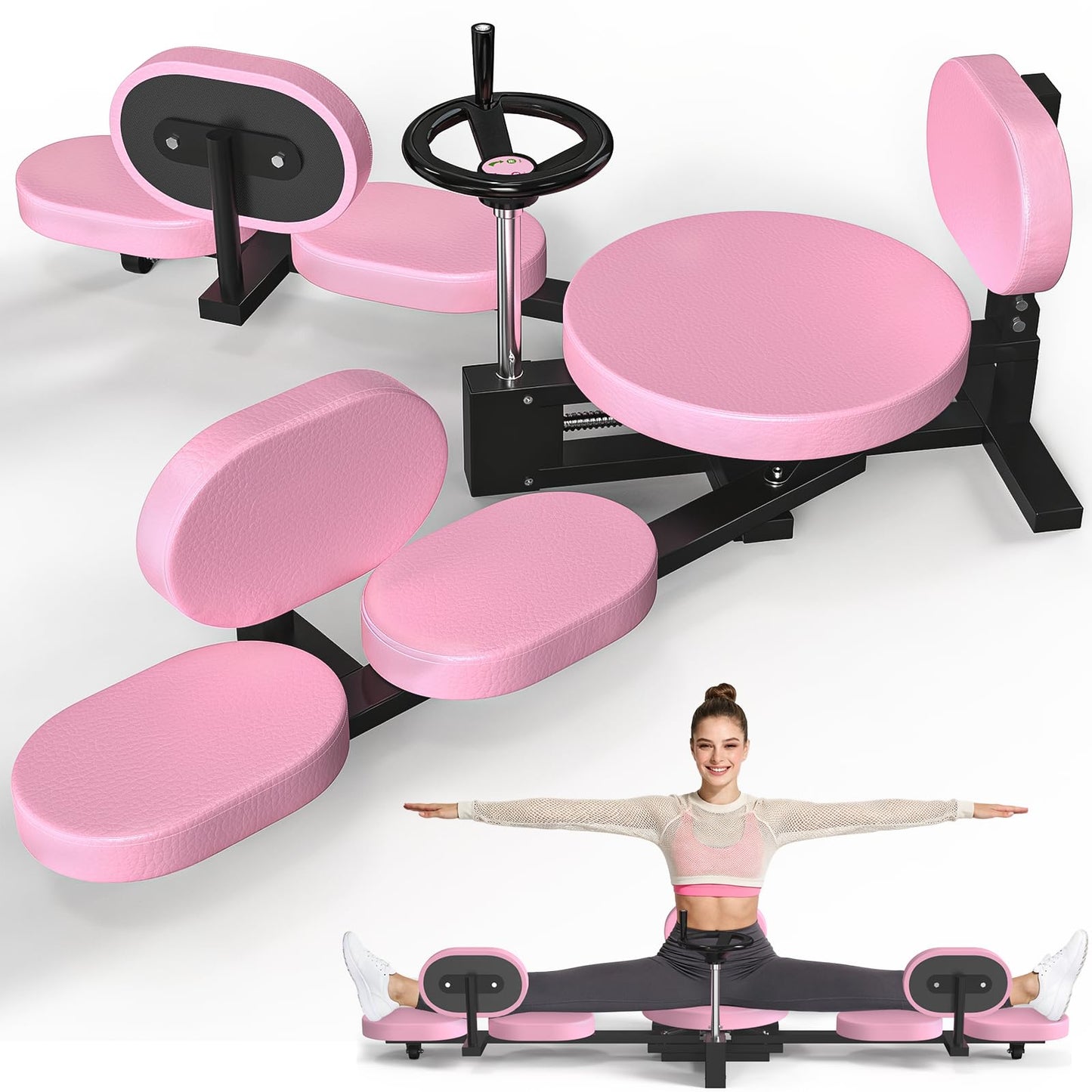 Leg Stretcher, 220LBS Split Machine for Fexibility & Splits Training, 0-200° Adjustable Stretching Equipment for Home Gym, Heavy Duty Steel Frame Leg Stretching Training Machine (Pink)