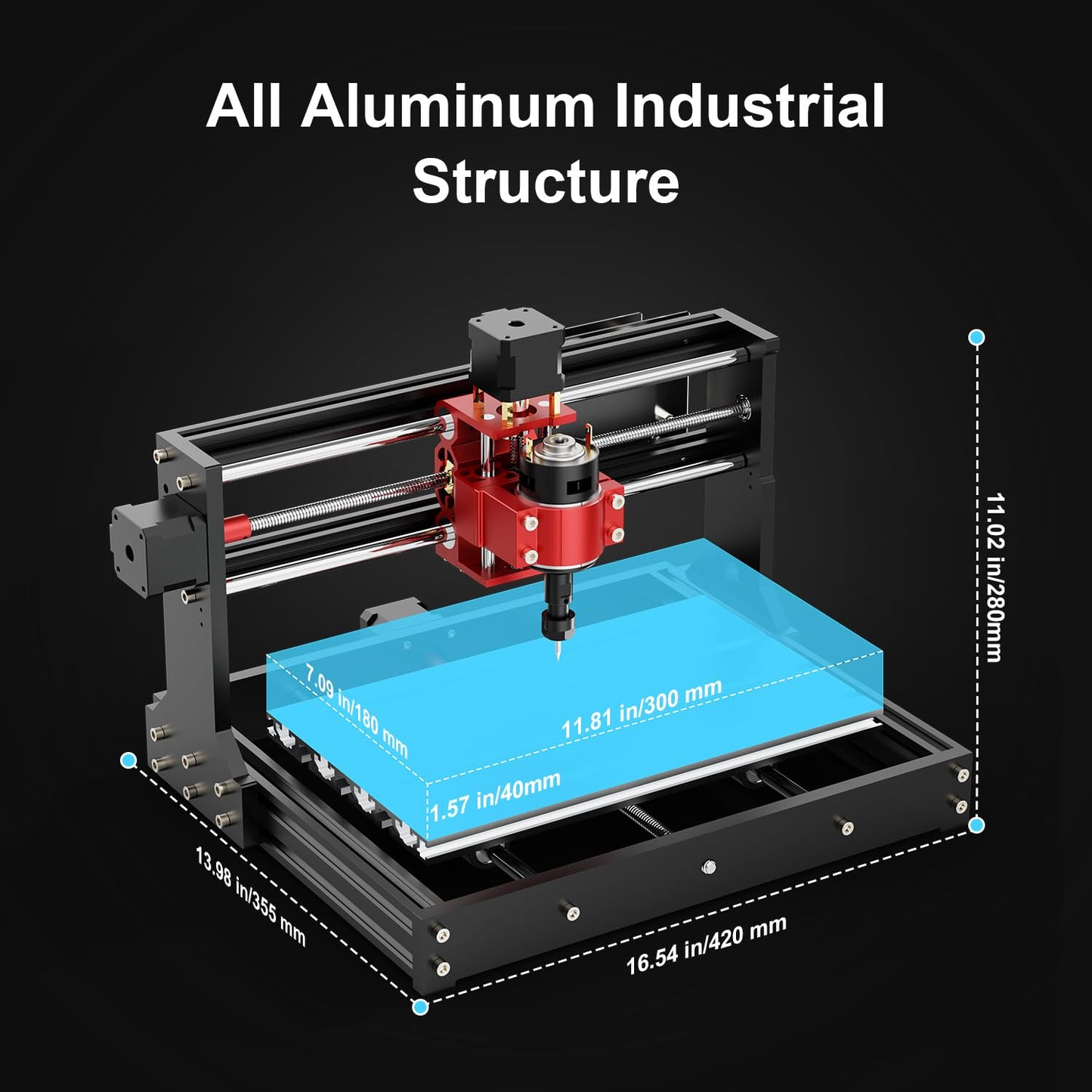 TTC3018 Pro CNC Router Machine,Desktop CNC Engraving Machine Upgraded 3-Axis Engraving All-Metal Milling Machine for Wood Acrylic MDF Nylon,300mmX180mmX40mm Working Area