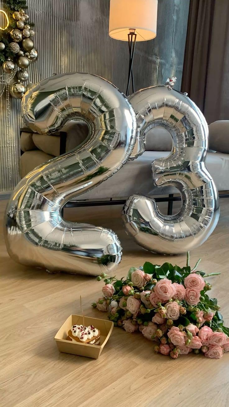 Regine Switzerland 40-Inch Silver Foil Number 23 Balloon - Perfect for Birthday, Graduation & Memorial Celebrations