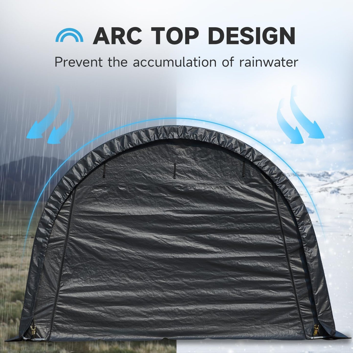 EROMMY 12 x 24 FT Heavy Duty Carport, Portable Garage with Reinforced All-Steel Frame and Round Style Roof, Anti-Snow All Covered Car Canopy Outdoor Waterproof Storage Shelter for Car, Truck, Boat