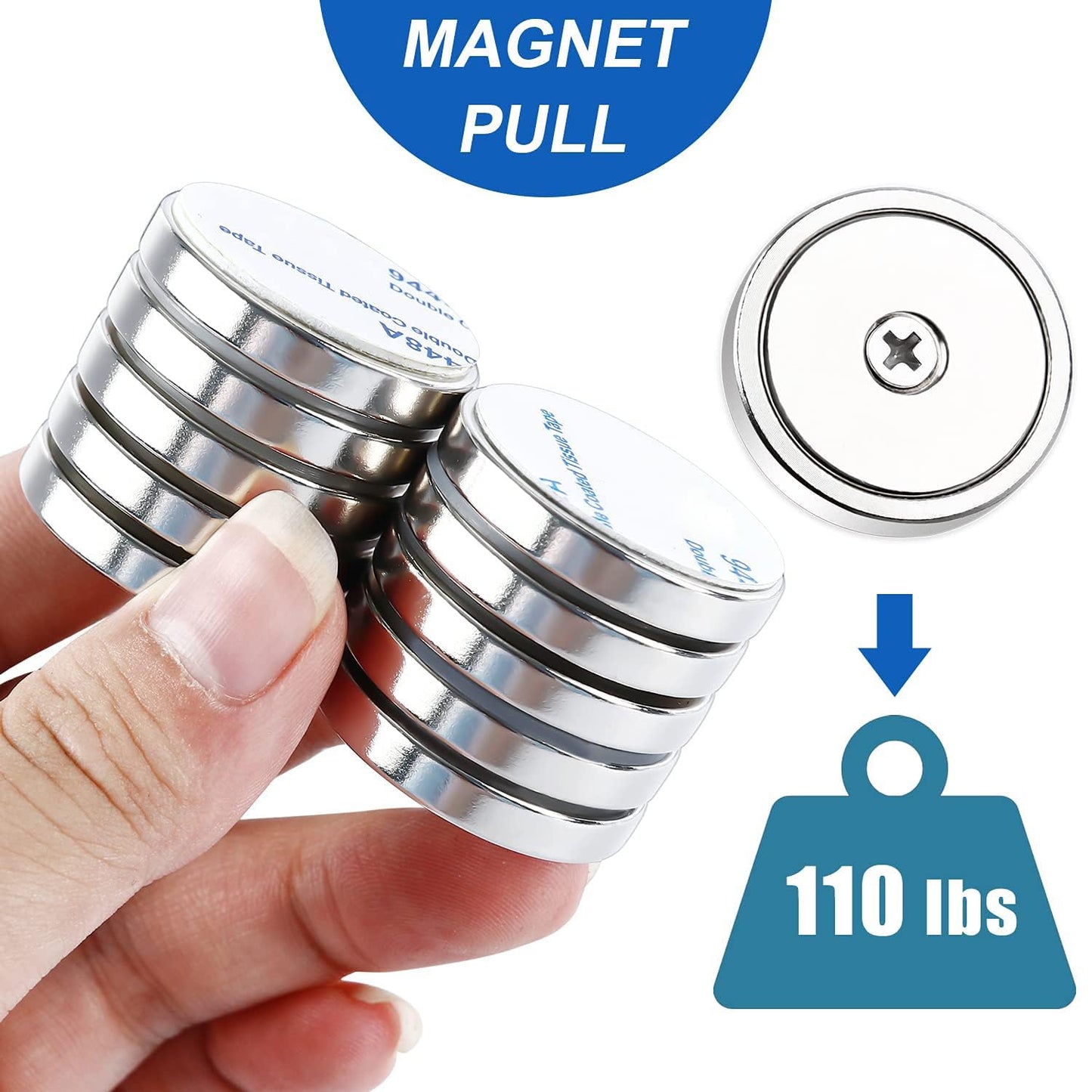 LOVIMAG 100 Pack Strong Magnets, 110 lbs Neodymium Magnets with Screws for Wall Mounting, Door Magnet for Kitchen Doors, Rare Earth Magnet for Holding Tools Lifting,Tool Organizer