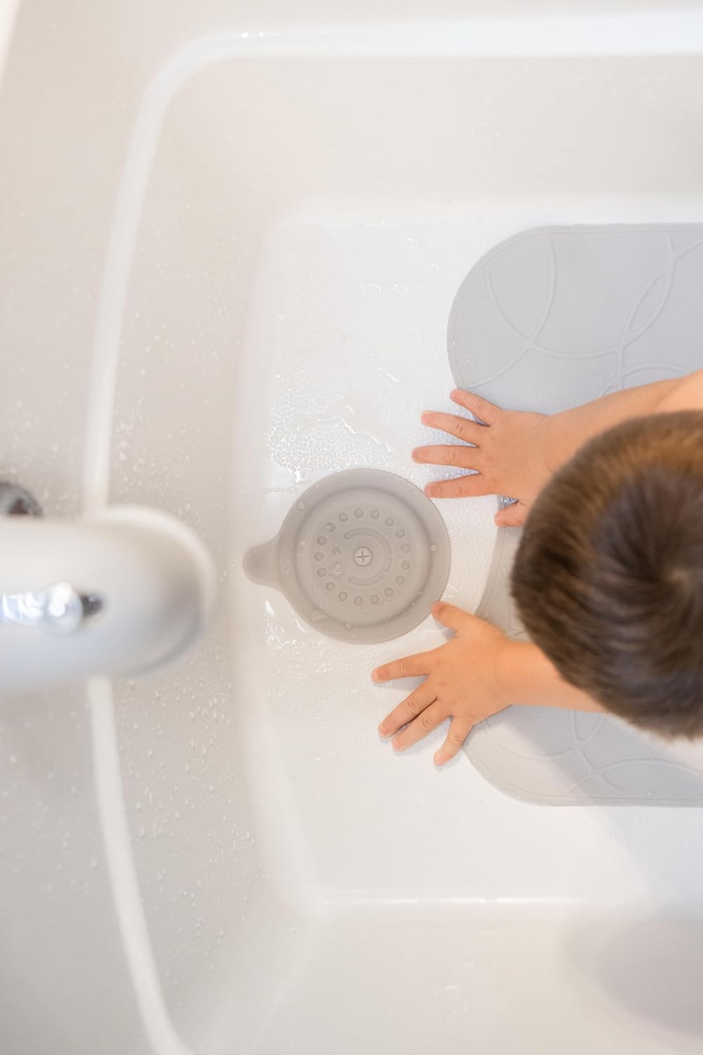 Ubbi Bathtub Drain Cover - Silicone Suction Stopper for Baby Bath Time | Gray Color