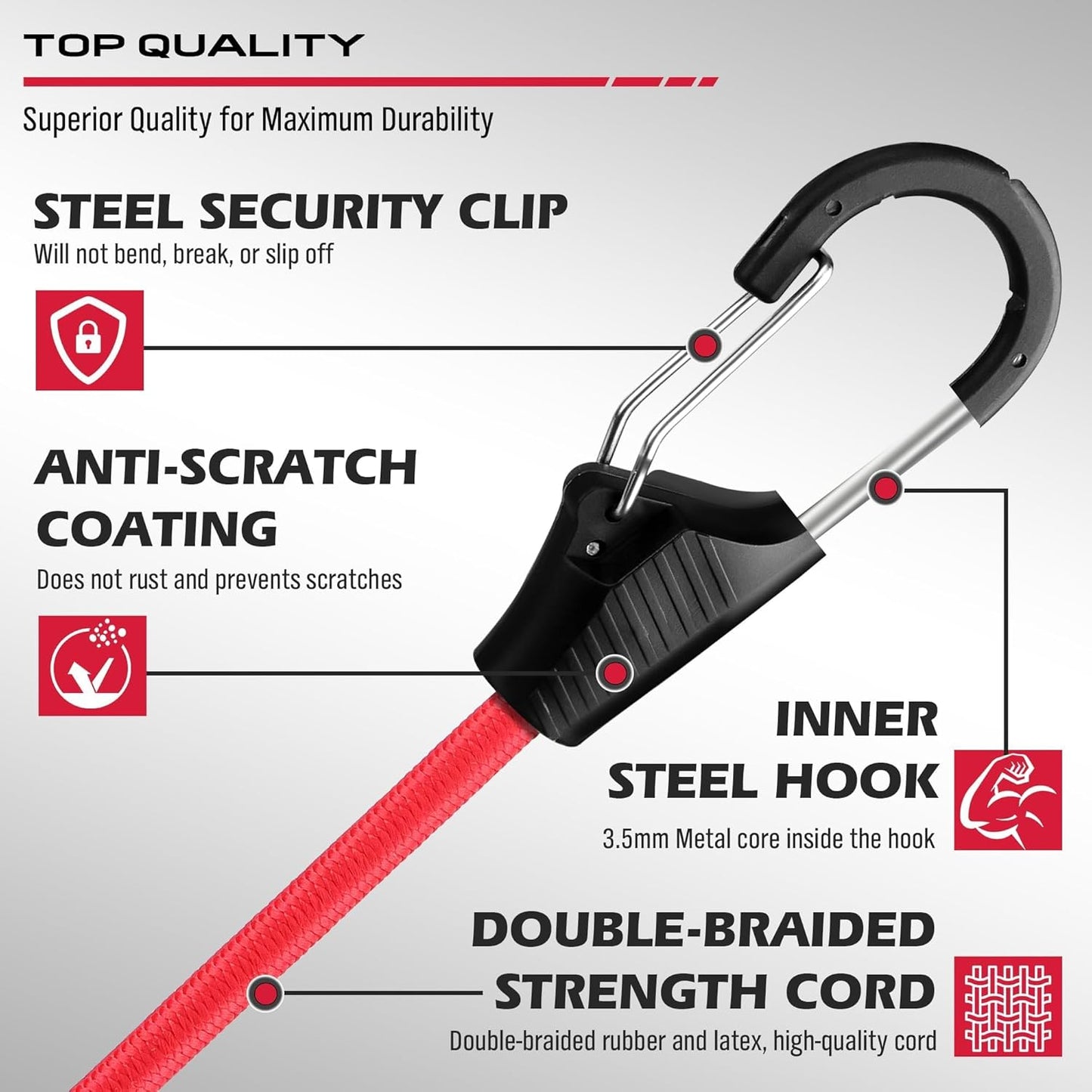 Bungee Buddy Heavy Duty Bungee Cords - 129 PCS Set with Hooks, Clips, and Storage Bag | 18"-40" Lengths