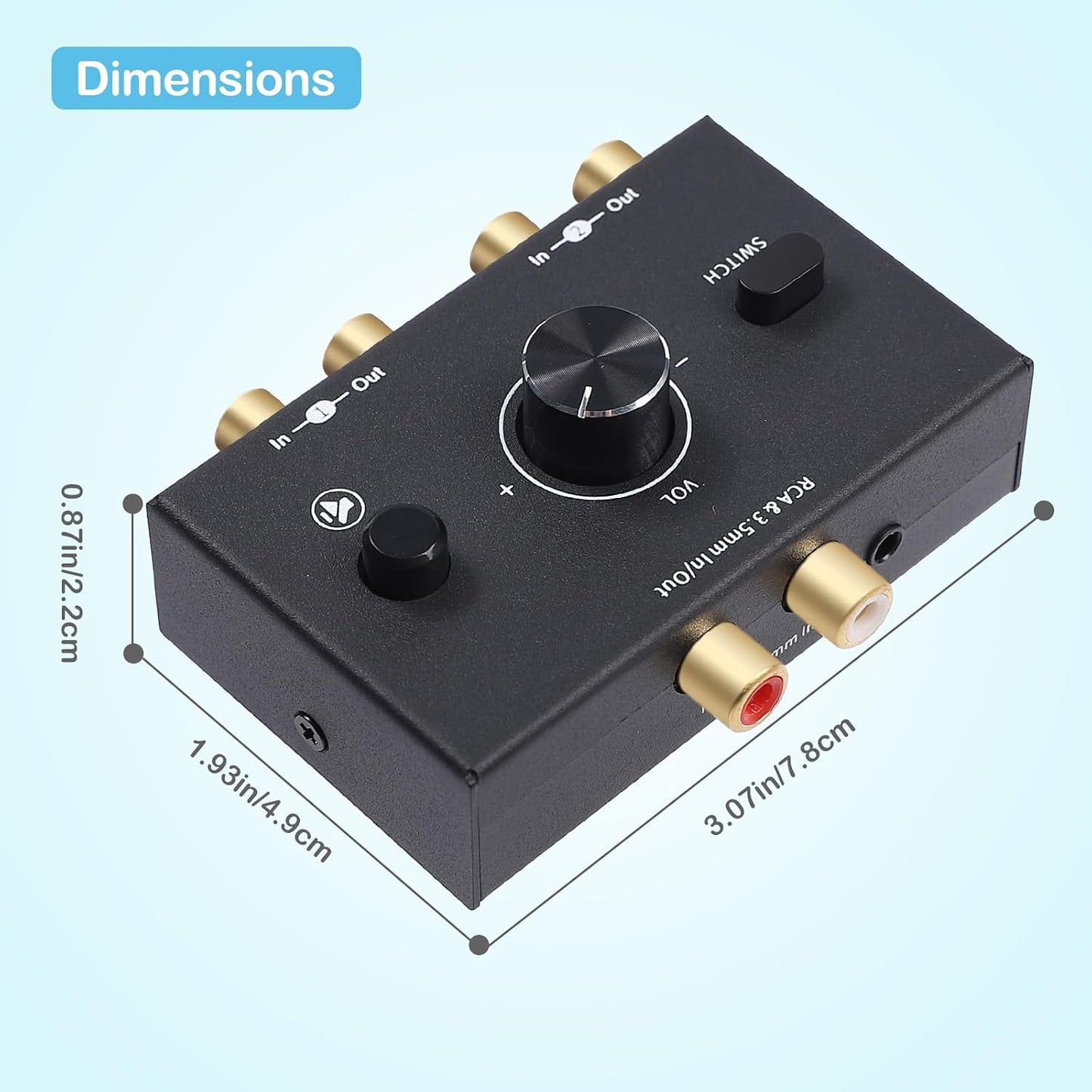 ATNEDCVH 3.5mm 1 2 2 1 2-Way RCA Port in Out / in Out Bi-Directional Audio Switcher, Stereo L/R Sound Channel Speaker