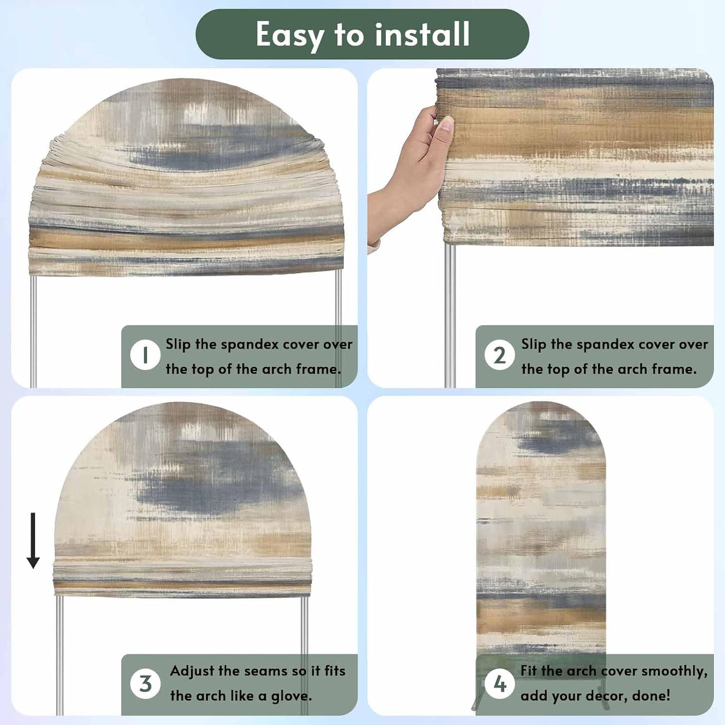 LFoveYuamer 6 Ft Arch Backdrop Cover, Brown Beige Ombre Decorative Wedding Arch Covers Spandex Fitted, Geometric Oil