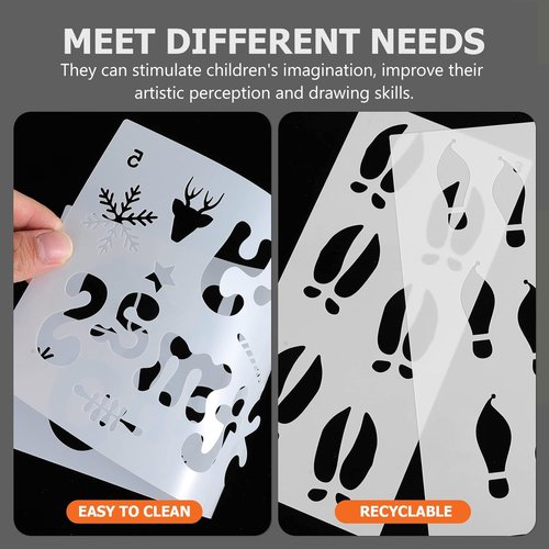 EXCEART Christmas Santa Footprint Stencils - 6 Hollow-Out Painting Templates for Floor & Wall Decor