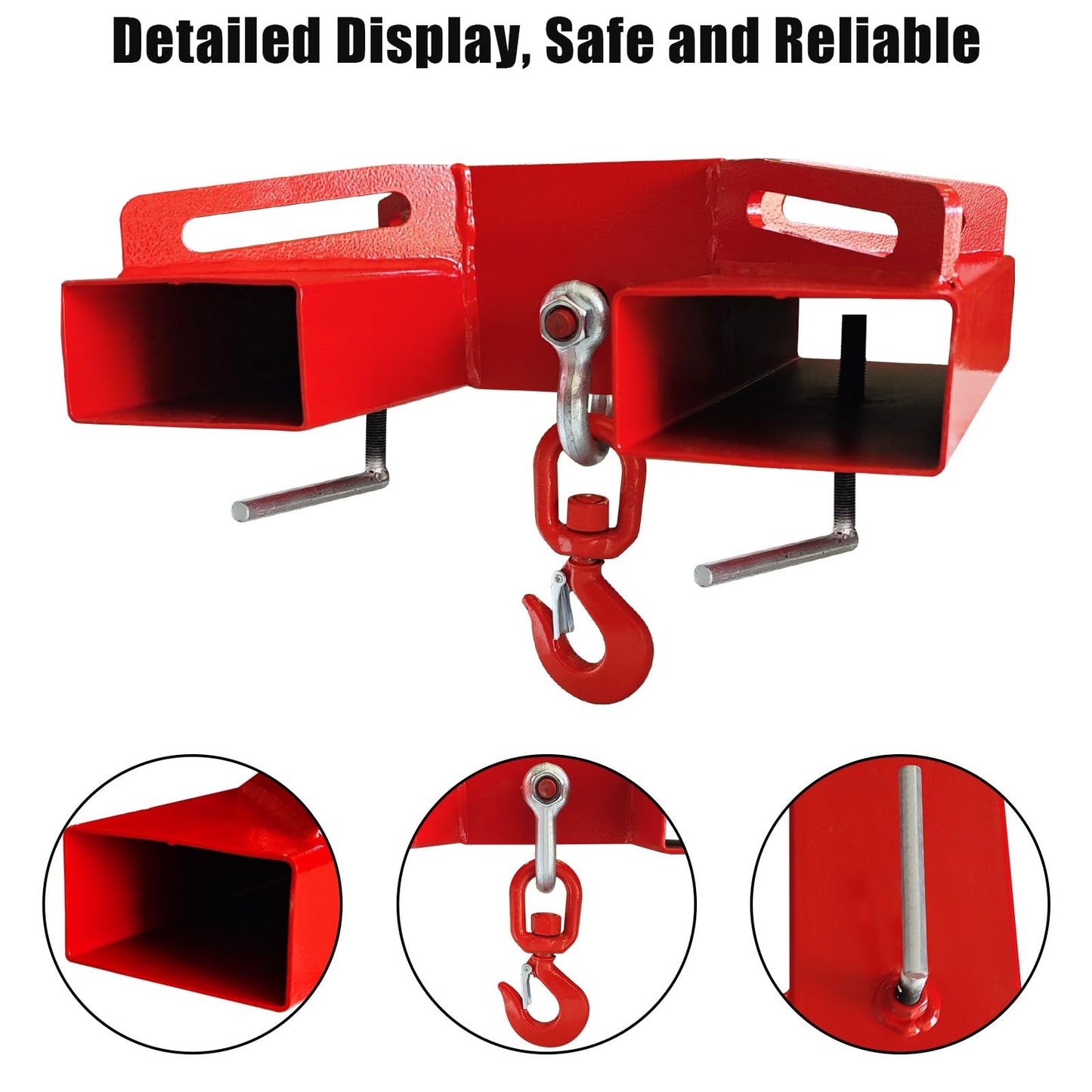 GarveeTech Universal Forklift Lifting Hook 6600 LBS Load Capacity, Forklift Lifting Hoist with Swivel Hook and 2 L-Screws for Fixation