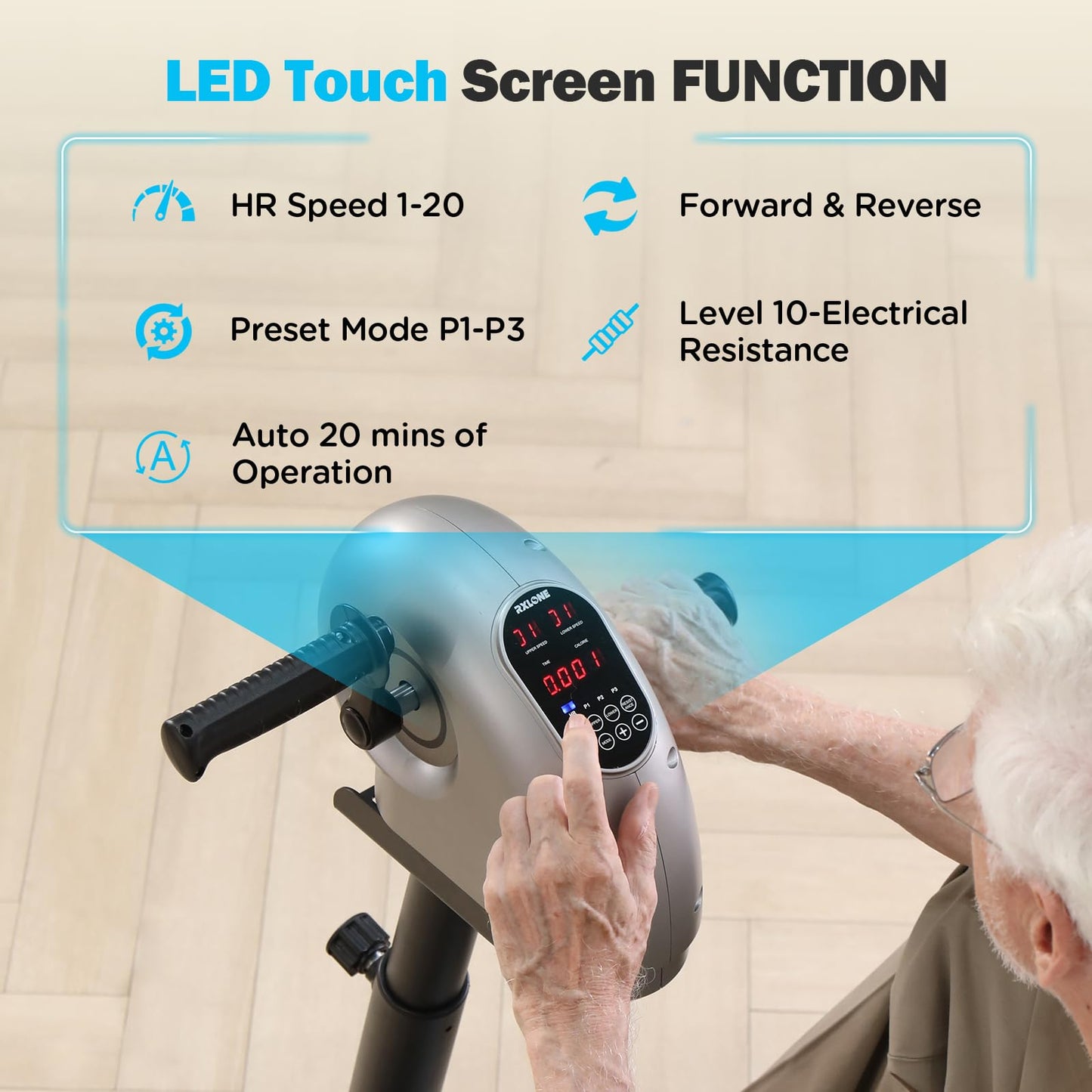 Phyciser Motorized Exercise Bike for Physical Therapy with Leg Support & Stroke Hand Brace - Arm Leg Pedal Exerciser|Rehabilitation Equipment |Assists Legs, Knees, Feet and Arms|Seniors & Disabled