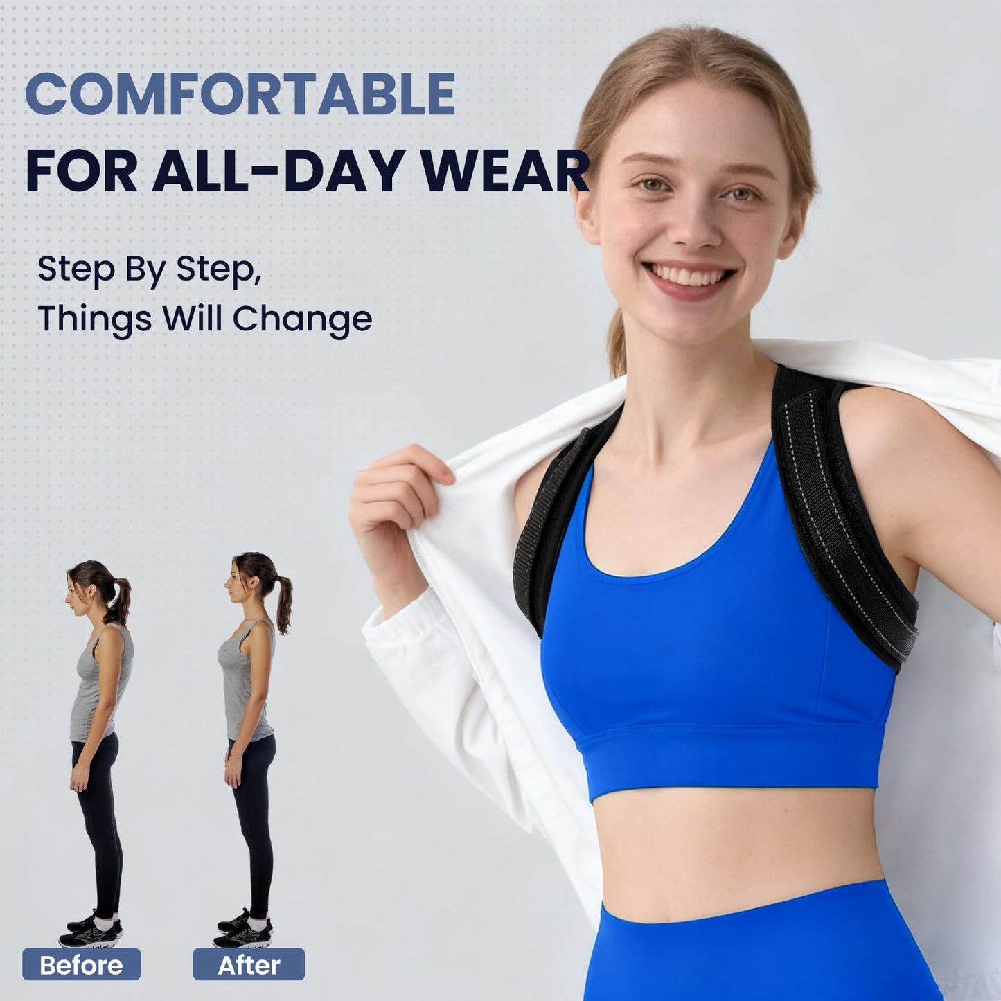 Posture Corrector for Men and Women, Adjustable Back Brace Upper Spine Straightener, Breathable Shoulder, Neck, Clavicle & Back Support, Relieve Slouching, Hunching, and Back Pain, XL