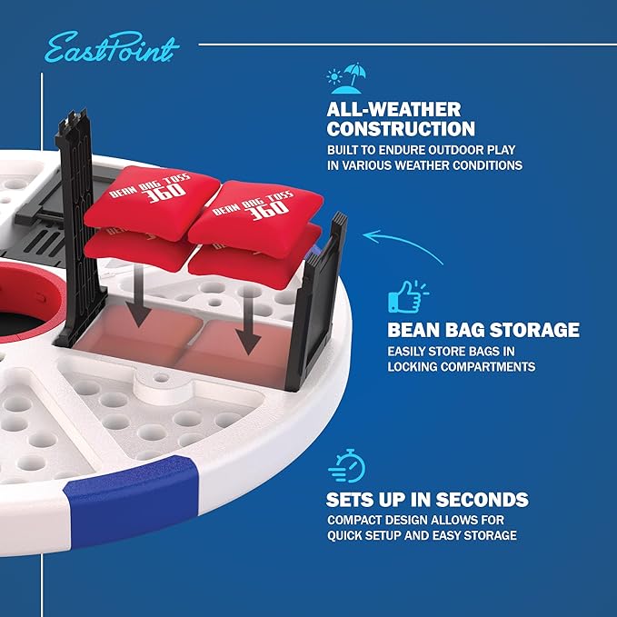 EastPoint Sports Bean Bag Knockout - 360 Degree All-Weather Cornhole Set - Includes 16 Bean Bags