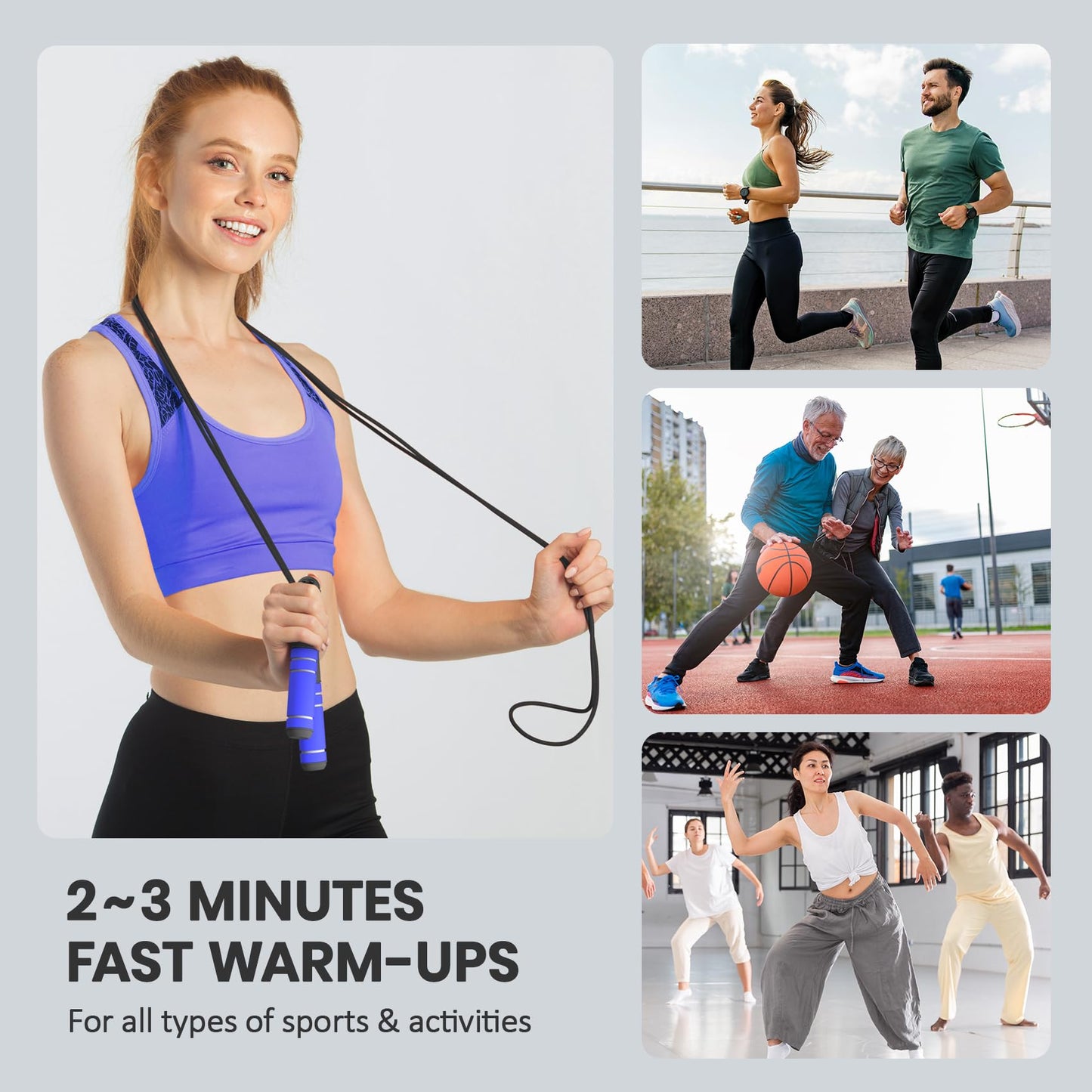 Jump Rope, multifun Speed Skipping Rope with Calorie Counter, Adjustable Digital Counting Jump Rope with Ball Bearings and Alarm Reminder for Fitness, Crossfit, Exercise, Workout, Boxing, MMA, Gym (Blue)