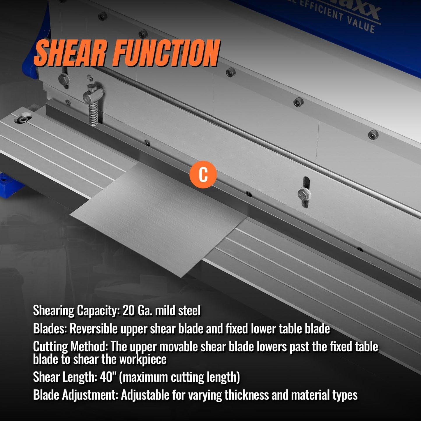 40-inch 3-in-1 Pan and Box Brake – Slip Roll, Shear, Bending Machine for Sheet Metal, 20 Gauge Mild Steel, Adjustable Fingers, Heavy Duty, Metalworking, Fabrication, Rolling, Bending, Model MMCB4020