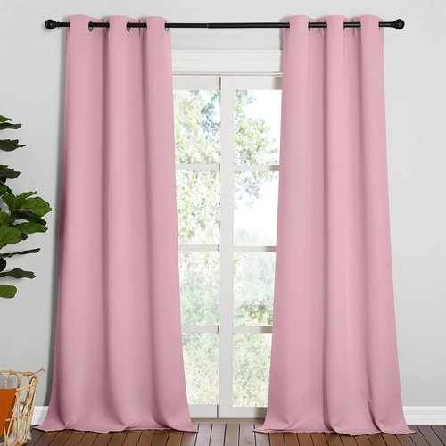NICETOWN Blackout Curtains for Patio Glass Doors - Crystal Pink, 42" Wide x 90" Long, 1 Pair