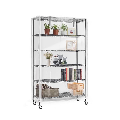 IndigoTempest9 Heavy Duty Wire Rack Cover – Transparent PVC, Waterproof, Dustproof, Full Visibility, 48 x 18 x 72 inches, Cover Only
