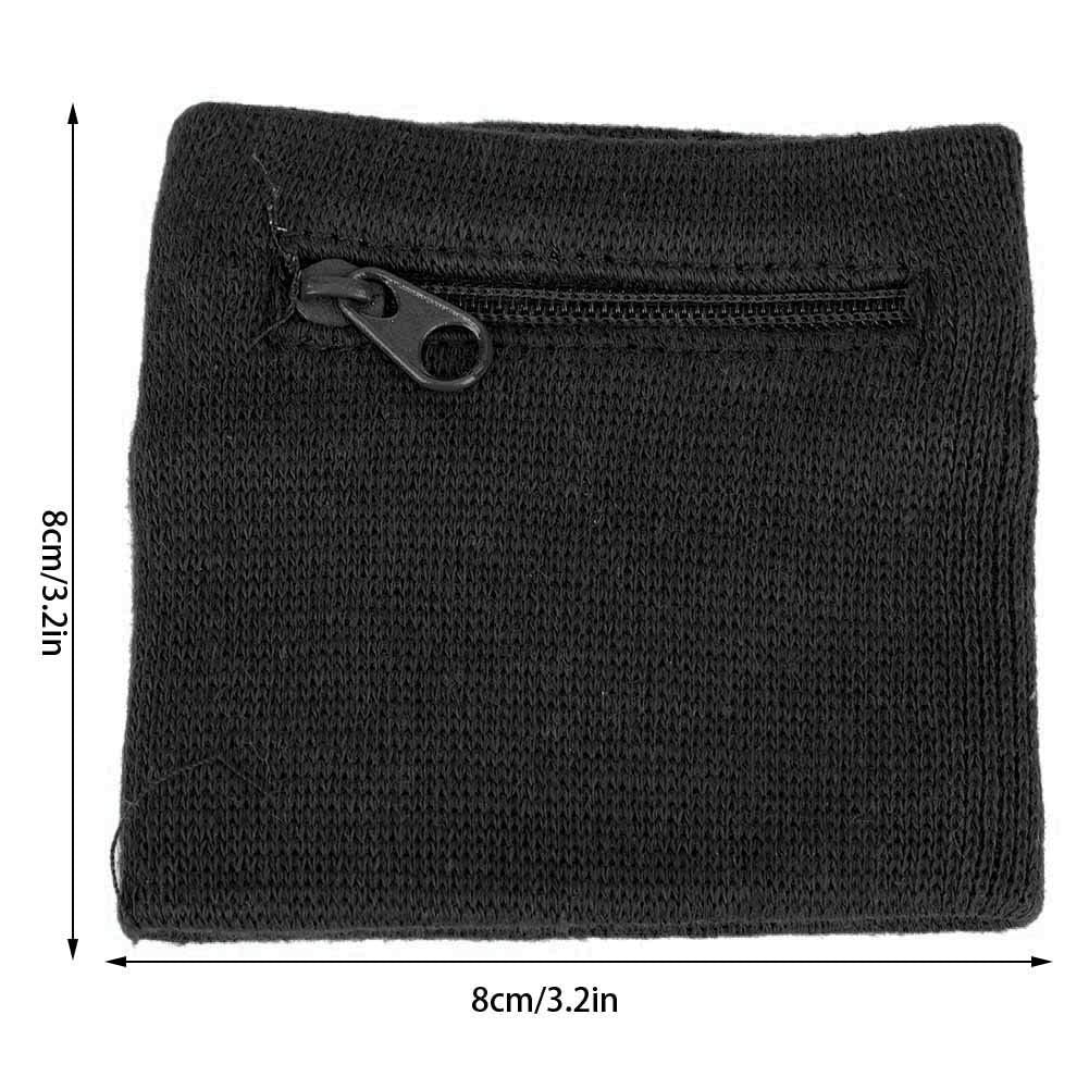 Haosie Wrist Wallet Bag - Breathable Sweatband with Key Holder, Coin Storage for Running, Cycling, Gym (Black)