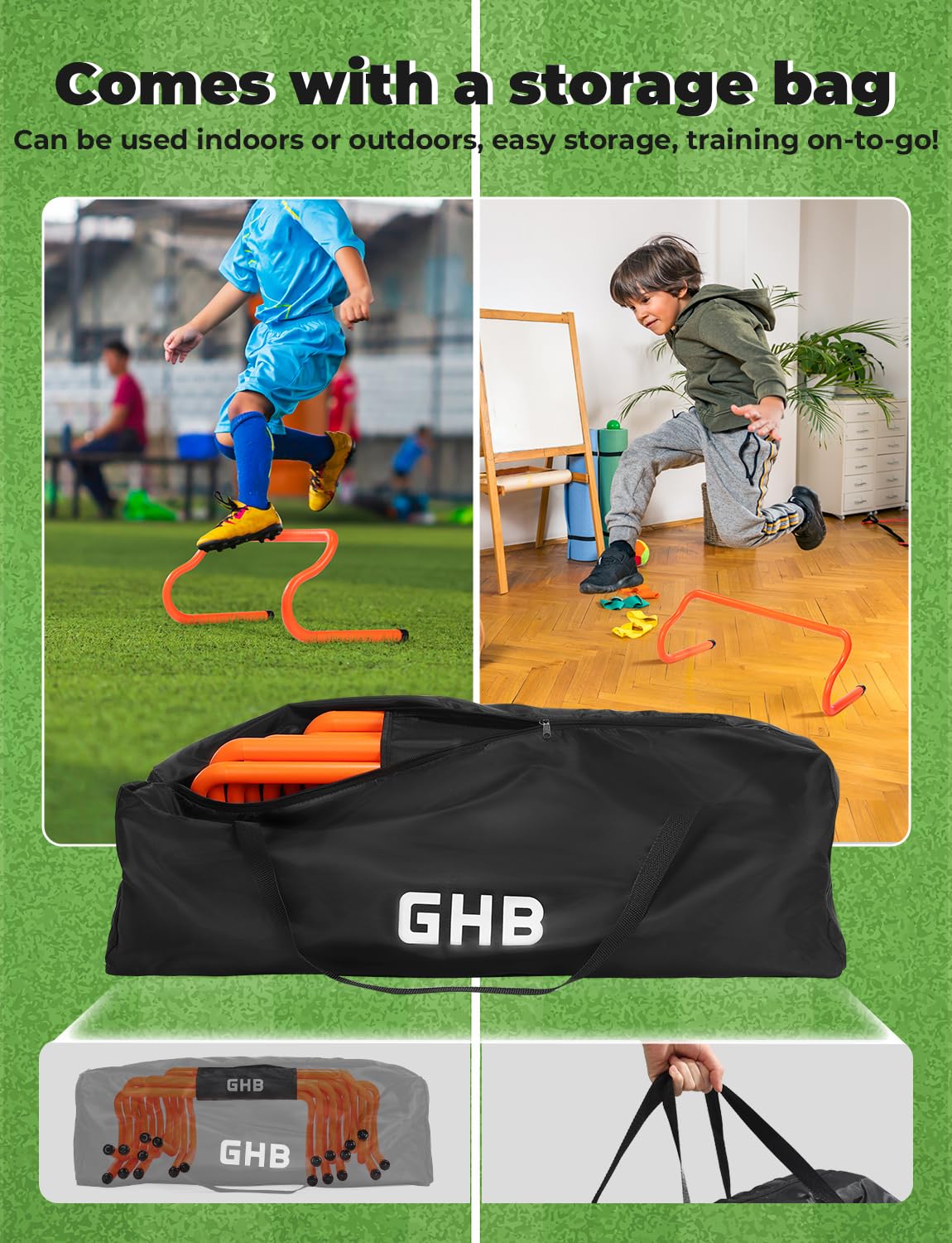 GHB 10 Pack 8" Agility Hurdles Speed Agility Training Hurdles, Detachable Sturdy Hurdles Training Equipment Set with Carry Bag for Kids,Athletes,Soccer,Basketball