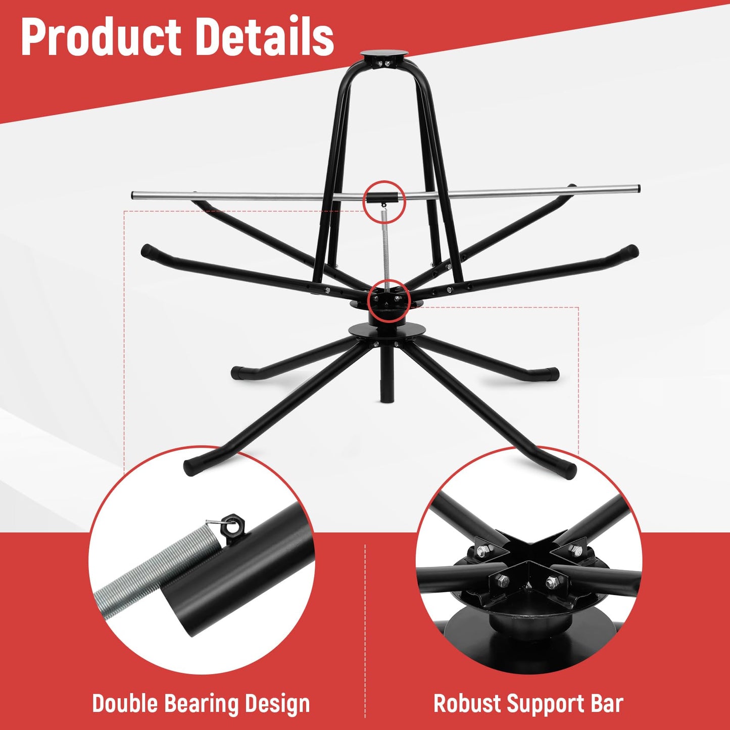 Heavy Duty PEX Piping Uncoiler, PEX Uncoiler for 3/8'' to 1'' or 5/8'' to 1'' Pex Tubing, Multi-function Foldable Pipe Dispenser for Water Tube, Underfloor Heating Pipe, Maximum Load of 440 Pounds