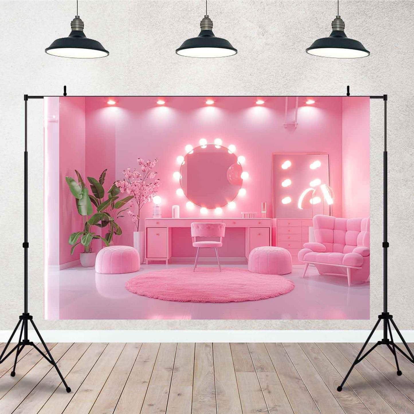 TOAOFY 7x5FT TAYBDJ760 Makeup Backdrop Makeup Room Photo Backdrop Live Streaming Background for Woman Girls Party