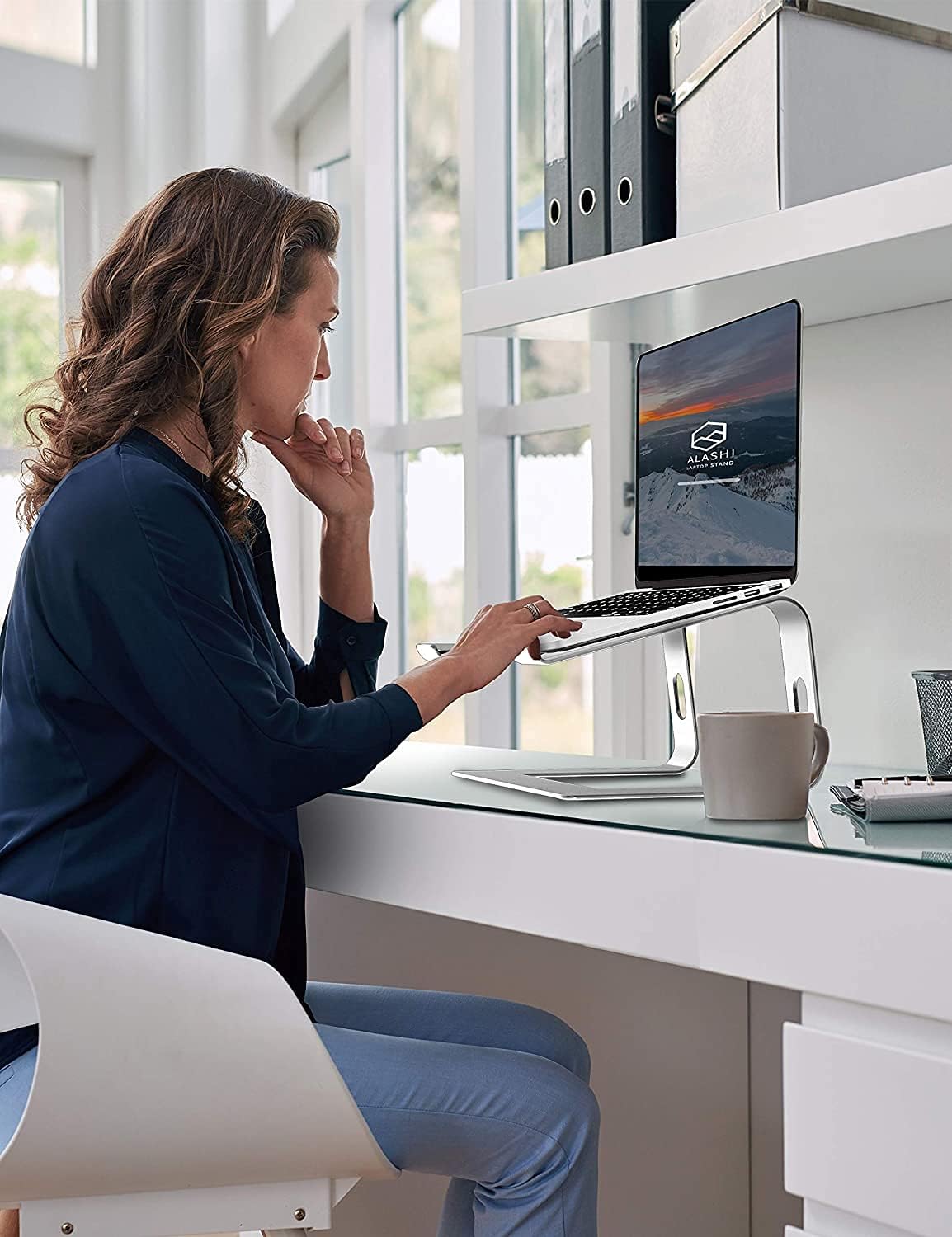 SOUNDANCE 10 15.6 Inches Laptop Stand, Aluminum Computer Riser, Ergonomic Laptops Elevator for Desk, Metal Holder