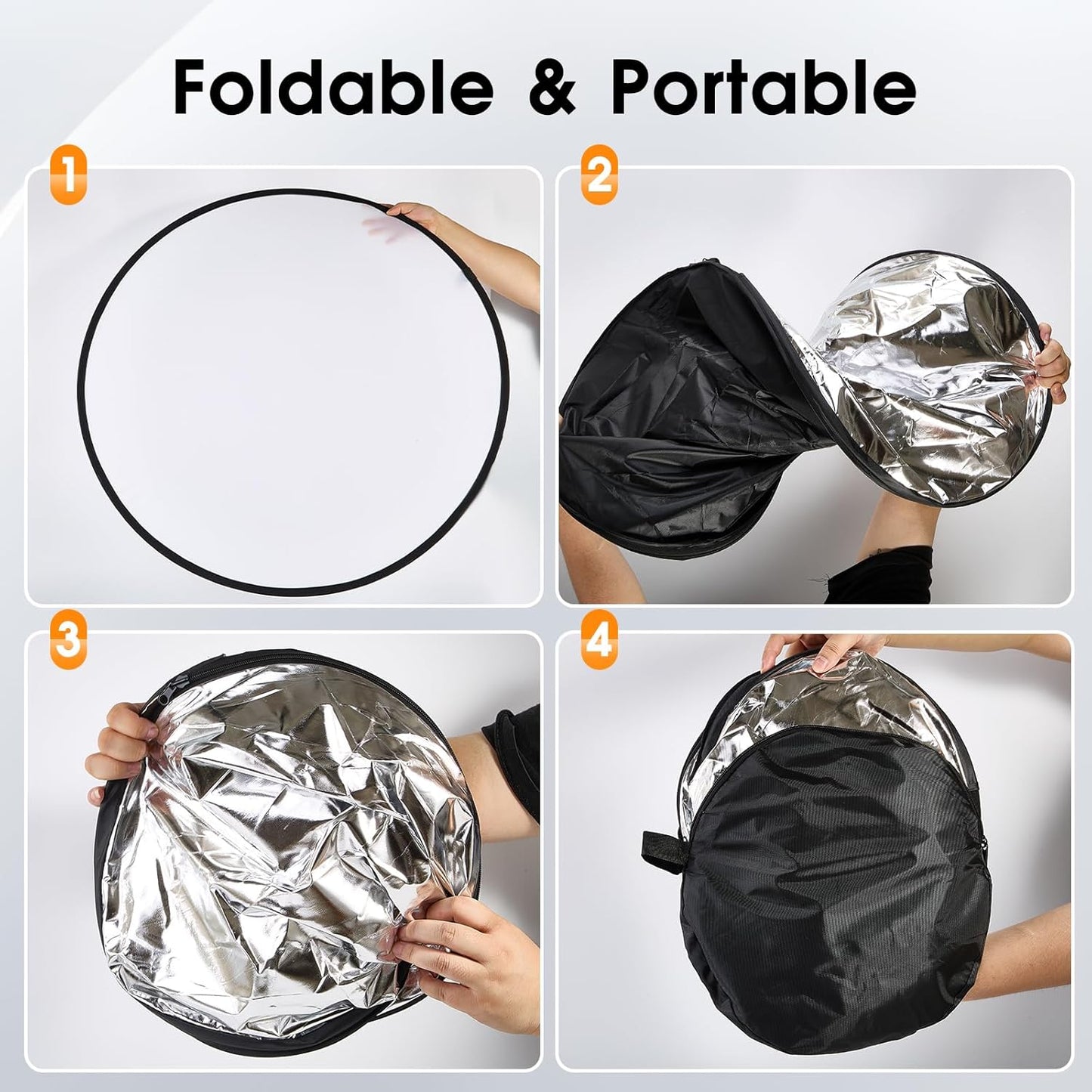 Kalofaye 5-in-1 32 Inch/80 cm (32'' (80cm)) Light Reflector Photography Diffuser Collapsible Portable with BagGold