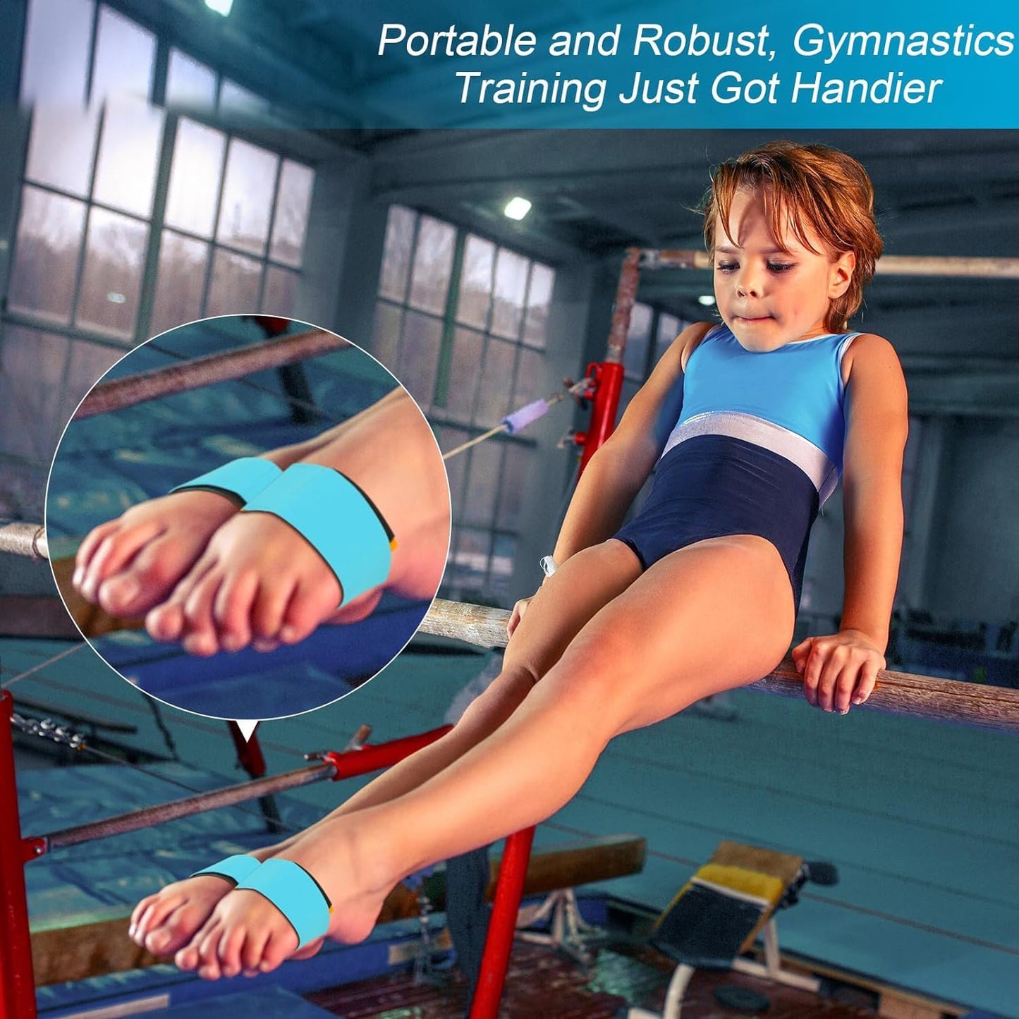 Foot Straps for Gymnastics, 2 Pairs Gymnastics Sticky Toes Tumbling Trainer Aid Elastic Foot Bands, Back Handspring Trainer Cheerleading Dance Gymnastics Training Equipment for Girls Boys Practice
