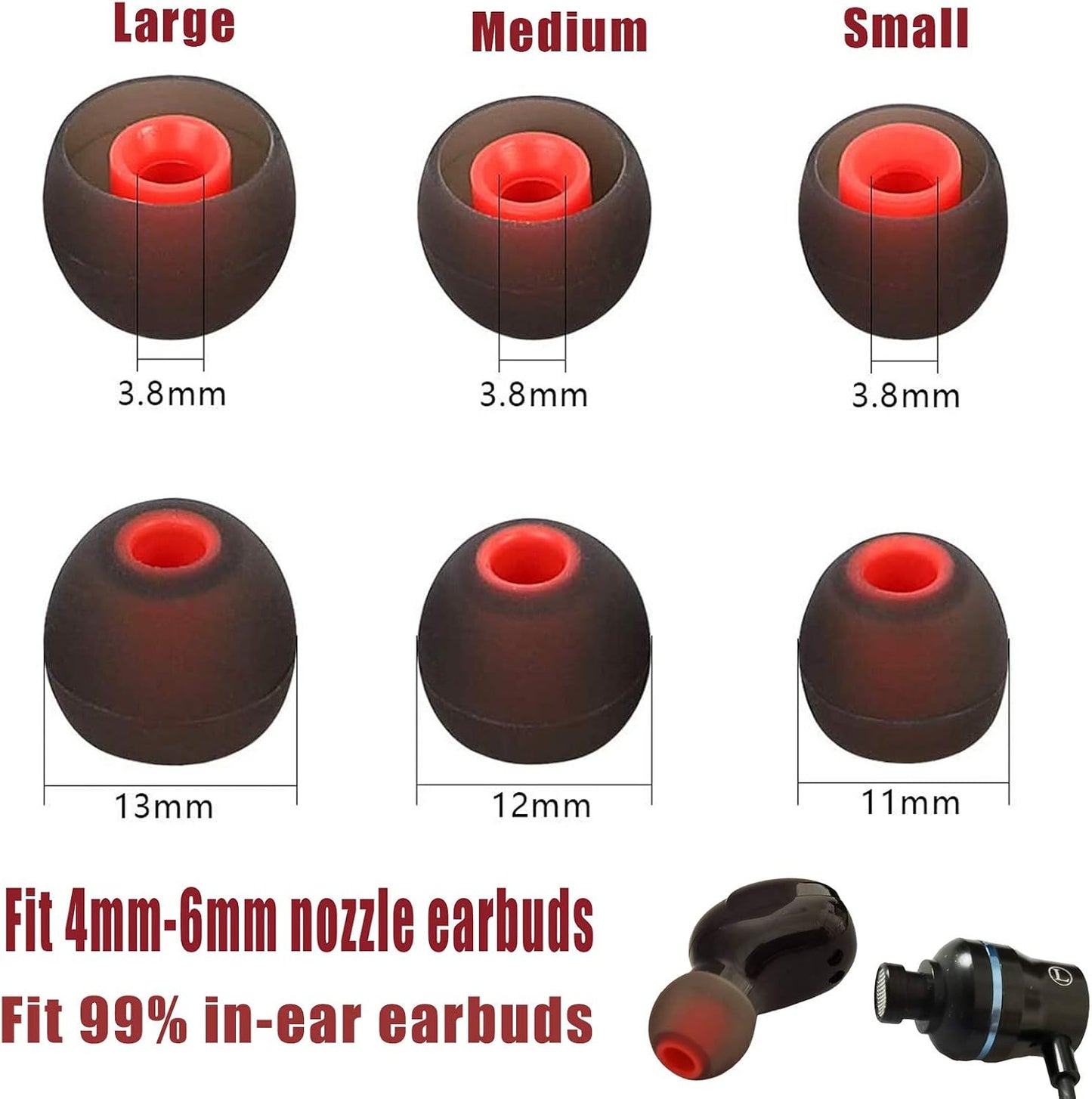 Vezukv (2Black-M) Earbuds Replacement Tips Soft Silicone Earbud Locks Sport Grips Earphones Stabilizer Fins Wings Tips