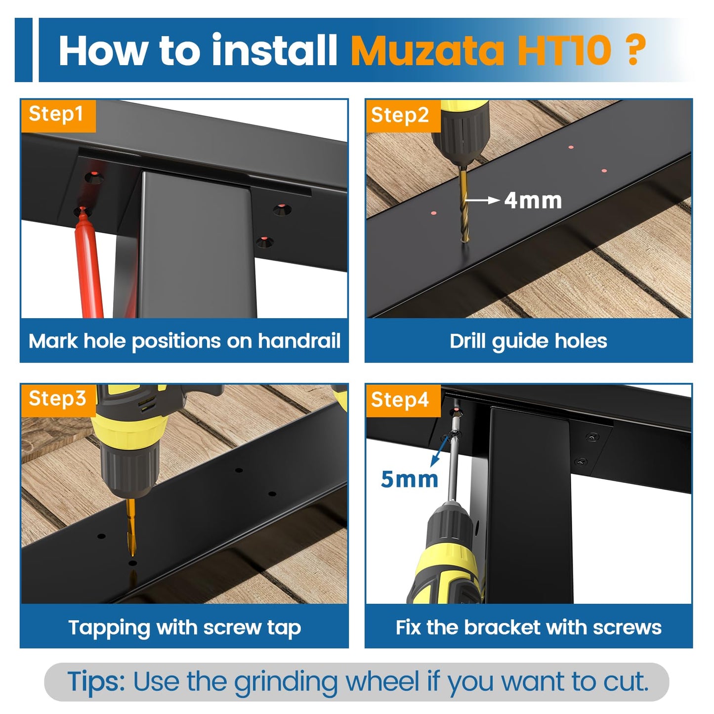 Muzata 6'6" Black Cable Railing Handrail Rectangular Stainless Steel Handrail for Cable Railing System Top Rail Deck Stair Indoor Outdoor Length Adjustable with Paper User Guide HT10 BP4