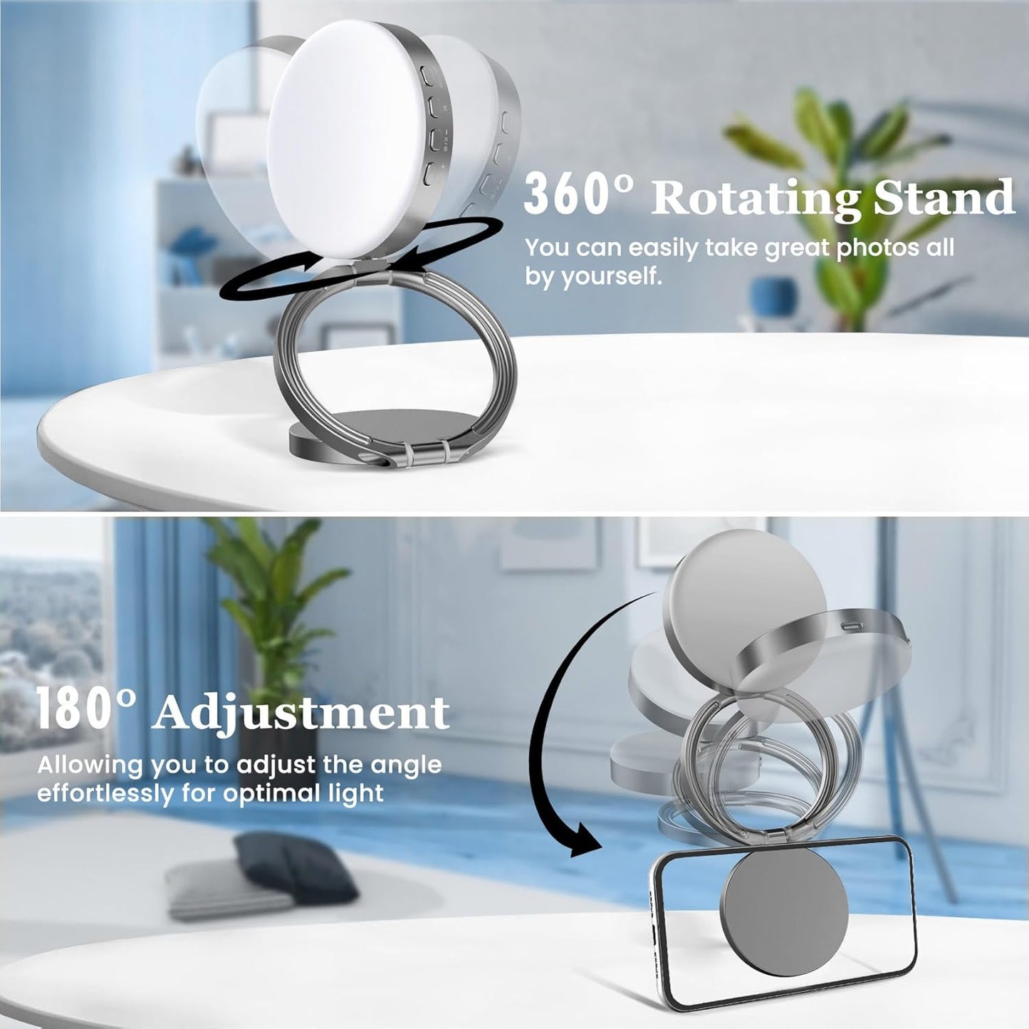 Auriani Magnetic Selfie Light, Metal-Shell Ring Light, Rechargeable,Portable Phone Light for Phone & iPhone,LED Fill