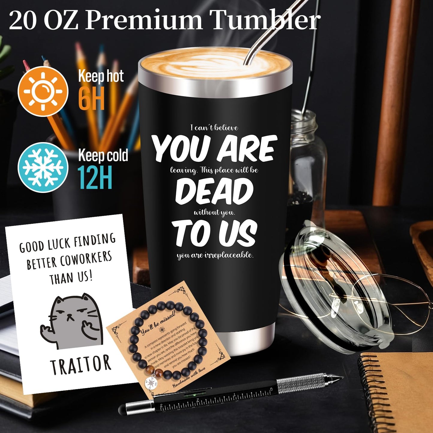 SIXVALA Coworker Leaving Gifts: 20 Oz Tumbler Farewell Basket for Coworkers, Boss, Teacher & Friends