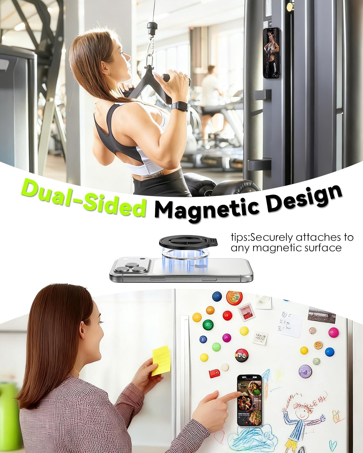CloudValley 17 Max/16/15/14/13/12 Magnetic Phone Grip, Slim Rotating Finger Loop Ring Holder with Soft Strap