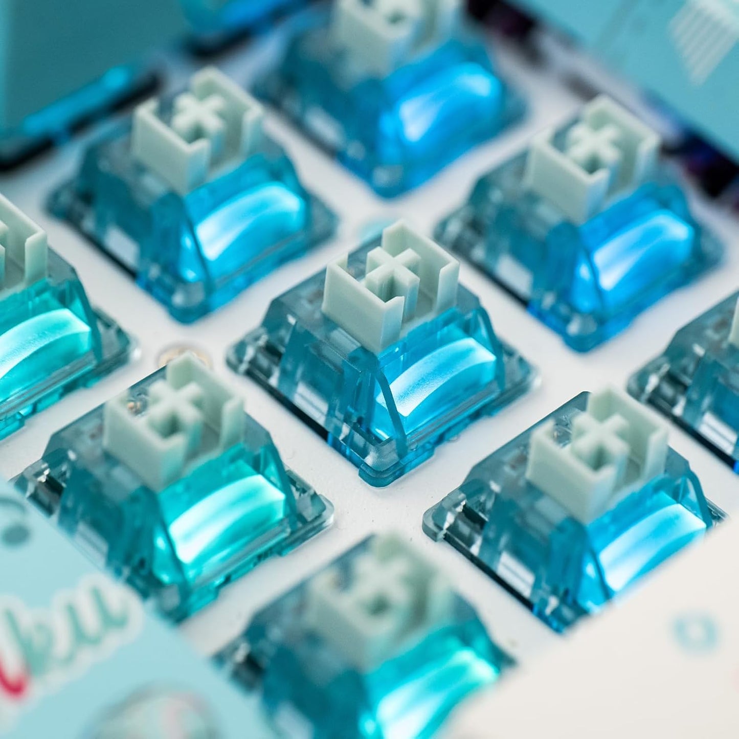 Akko 5-Pin 50gf (45pcs) Creamy Cyan Clicky Switch with LED Diffuser for Backlit Mechanical Keyboard - Pre-Lubed