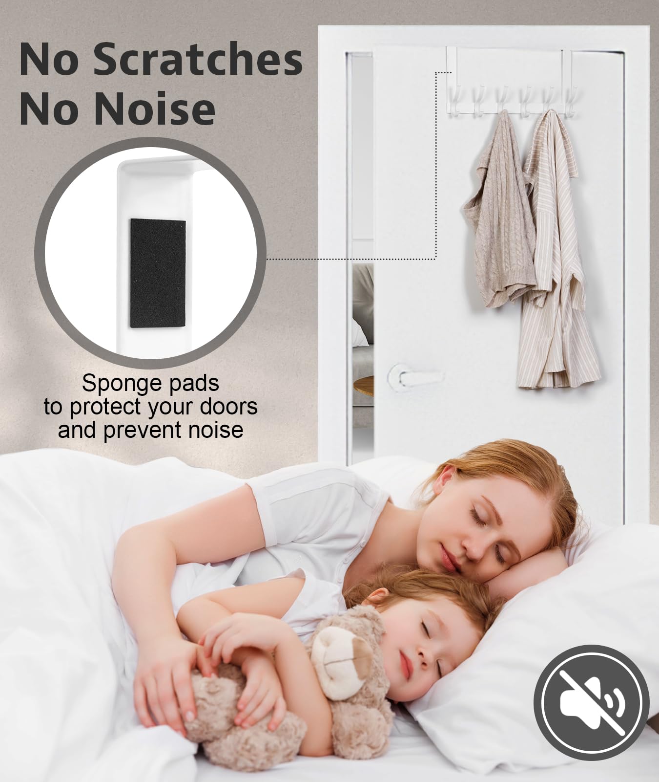 Optish Over The Door Hooks, Door Hanger Hooks for Hanging, Over The Doors Towel Racks for Bathroom, Coat Rack Dorm Essentials (1Pack, White, Fit 1-3/4" Doors)